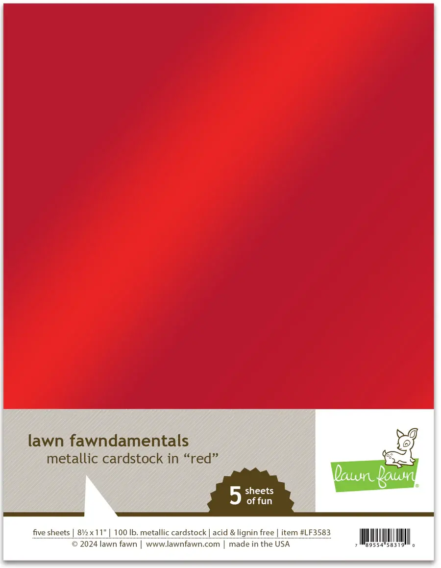 LAWN FAWN LAWN FAWN METALLIC CARDSTOCK IN RED
