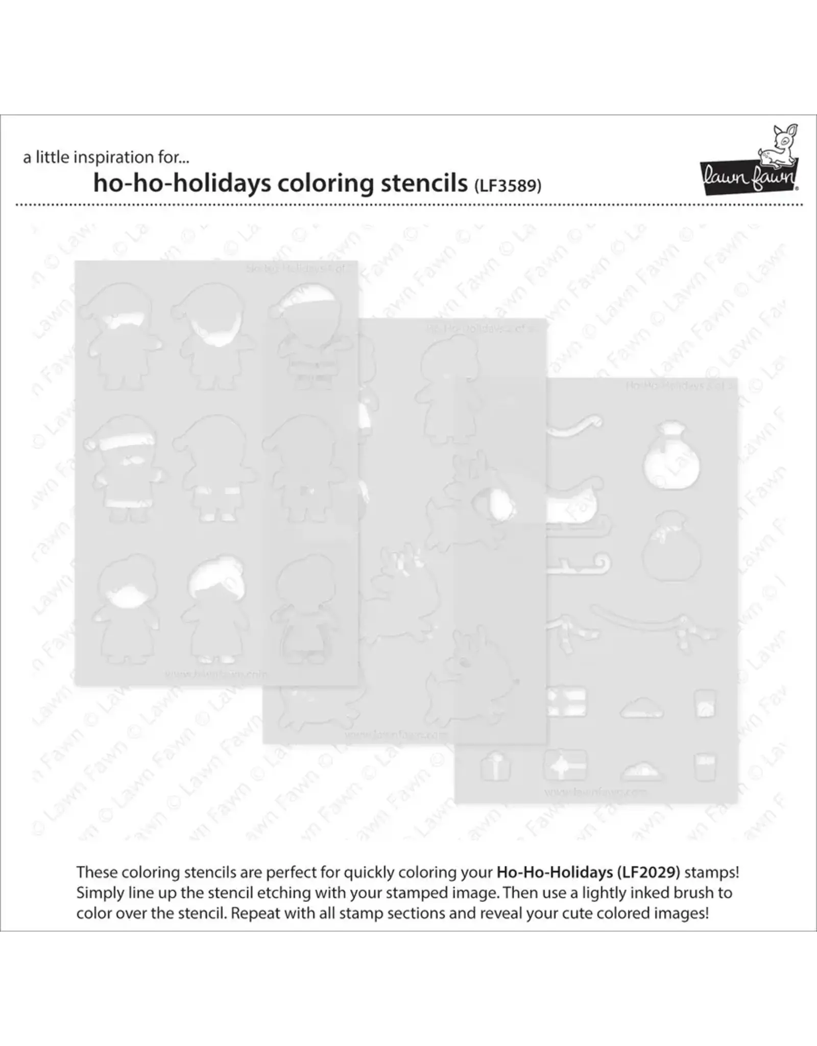 LAWN FAWN LAWN FAWN HO-HO-HOLIDAYS COLORING STENCIL 3/PK