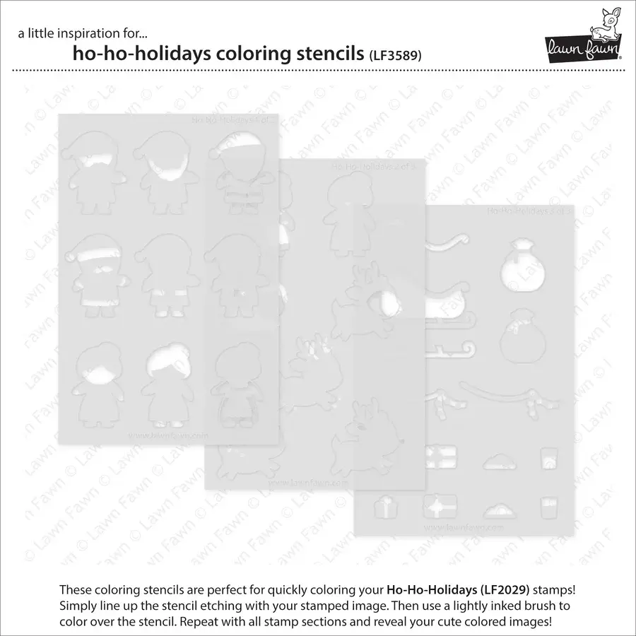 LAWN FAWN LAWN FAWN HO-HO-HOLIDAYS COLORING STENCIL 3/PK