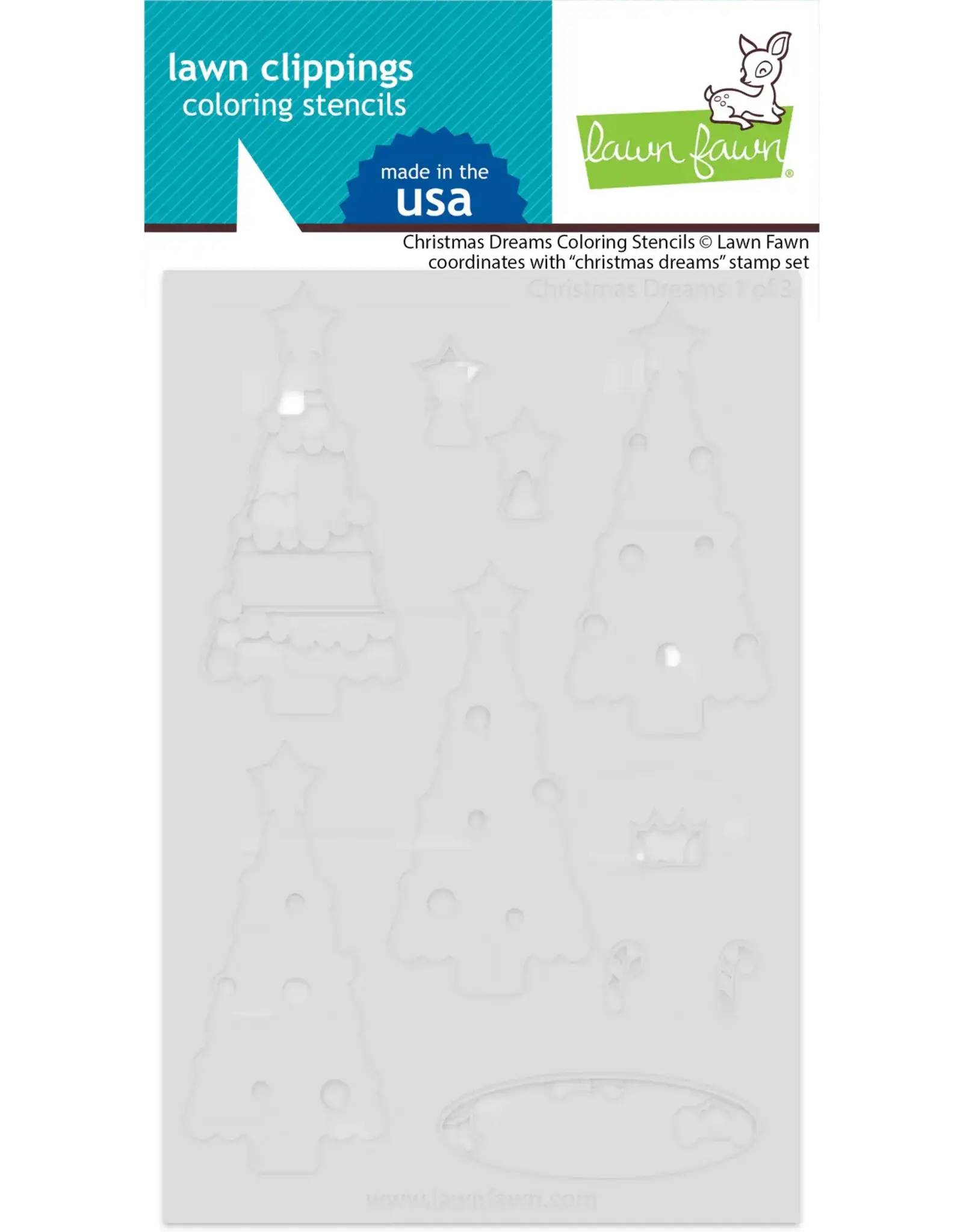 LAWN FAWN LAWN FAWN CHRISTMAS DREAMS COLORING STENCIL 3/PK