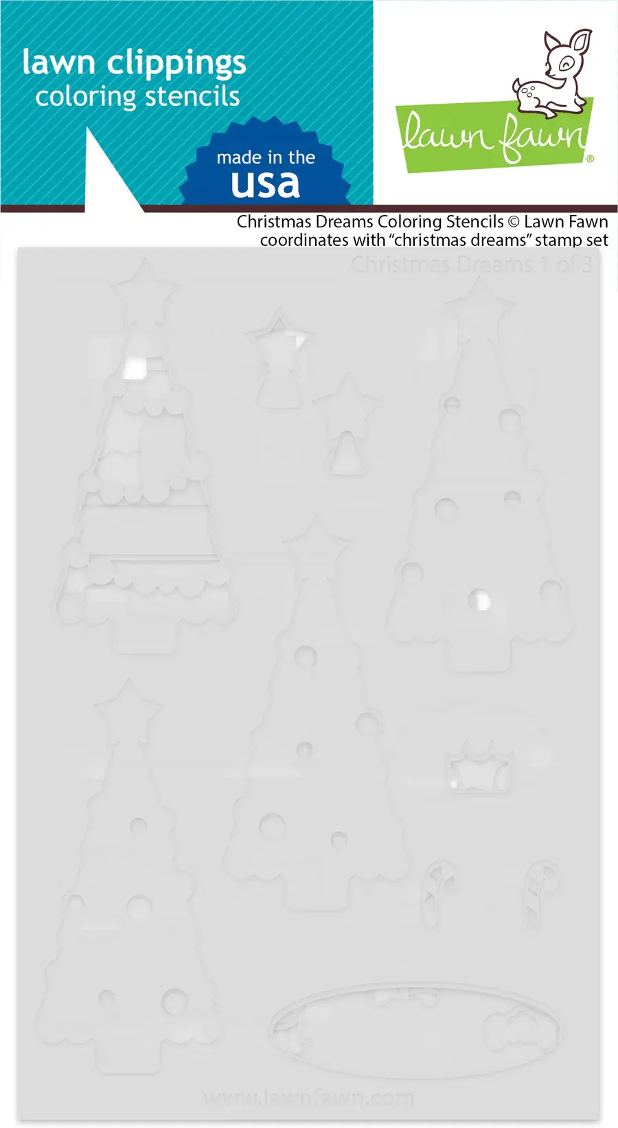 LAWN FAWN LAWN FAWN CHRISTMAS DREAMS COLORING STENCIL 3/PK