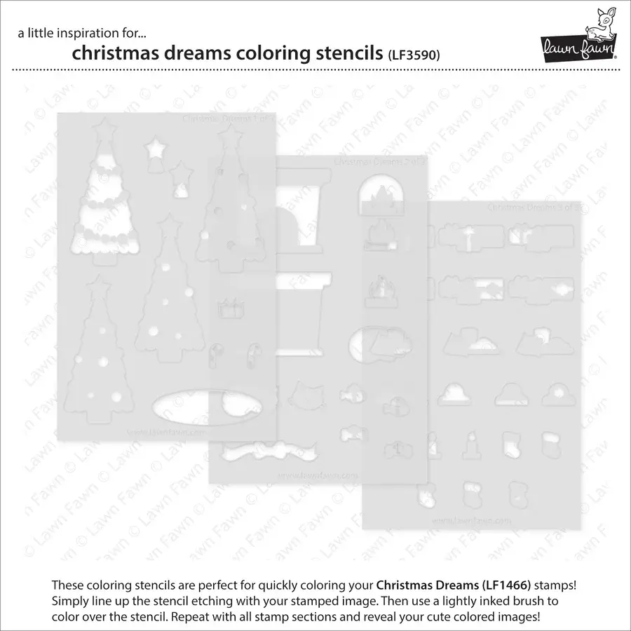 LAWN FAWN LAWN FAWN CHRISTMAS DREAMS COLORING STENCIL 3/PK