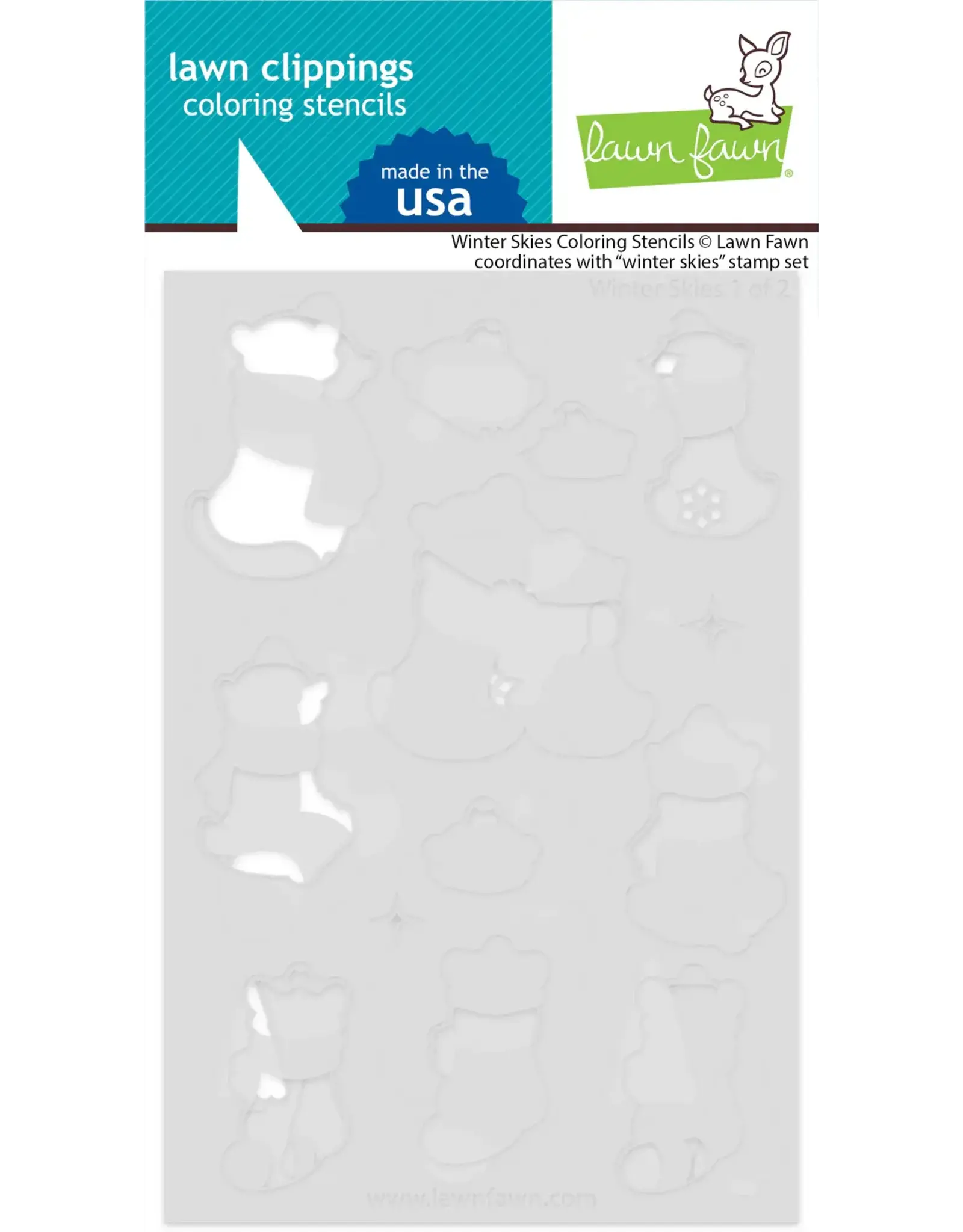 LAWN FAWN LAWN FAWN WINTER SKIES COLORING STENCIL 2/PK
