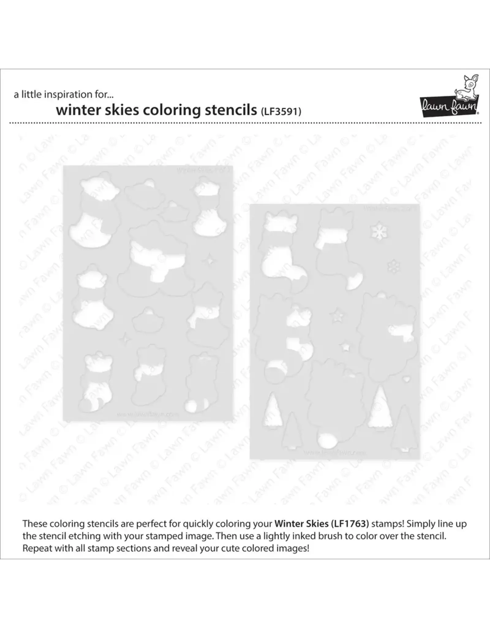 LAWN FAWN LAWN FAWN WINTER SKIES COLORING STENCIL 2/PK