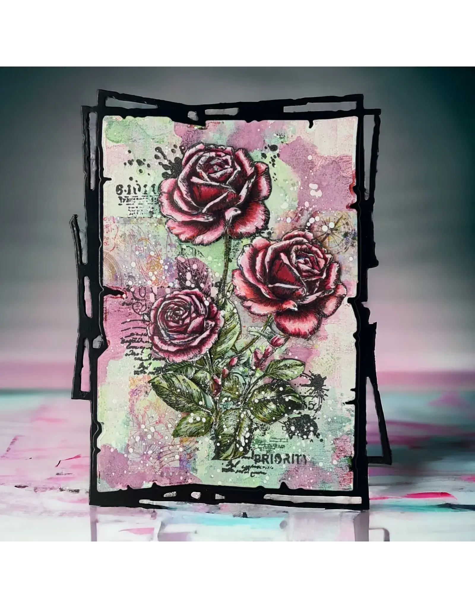 AALL & CREATE AALL & CREATE AUTOUR DE MWA  #1251 ROSEY DAZE A6 CLEAR STAMP SET