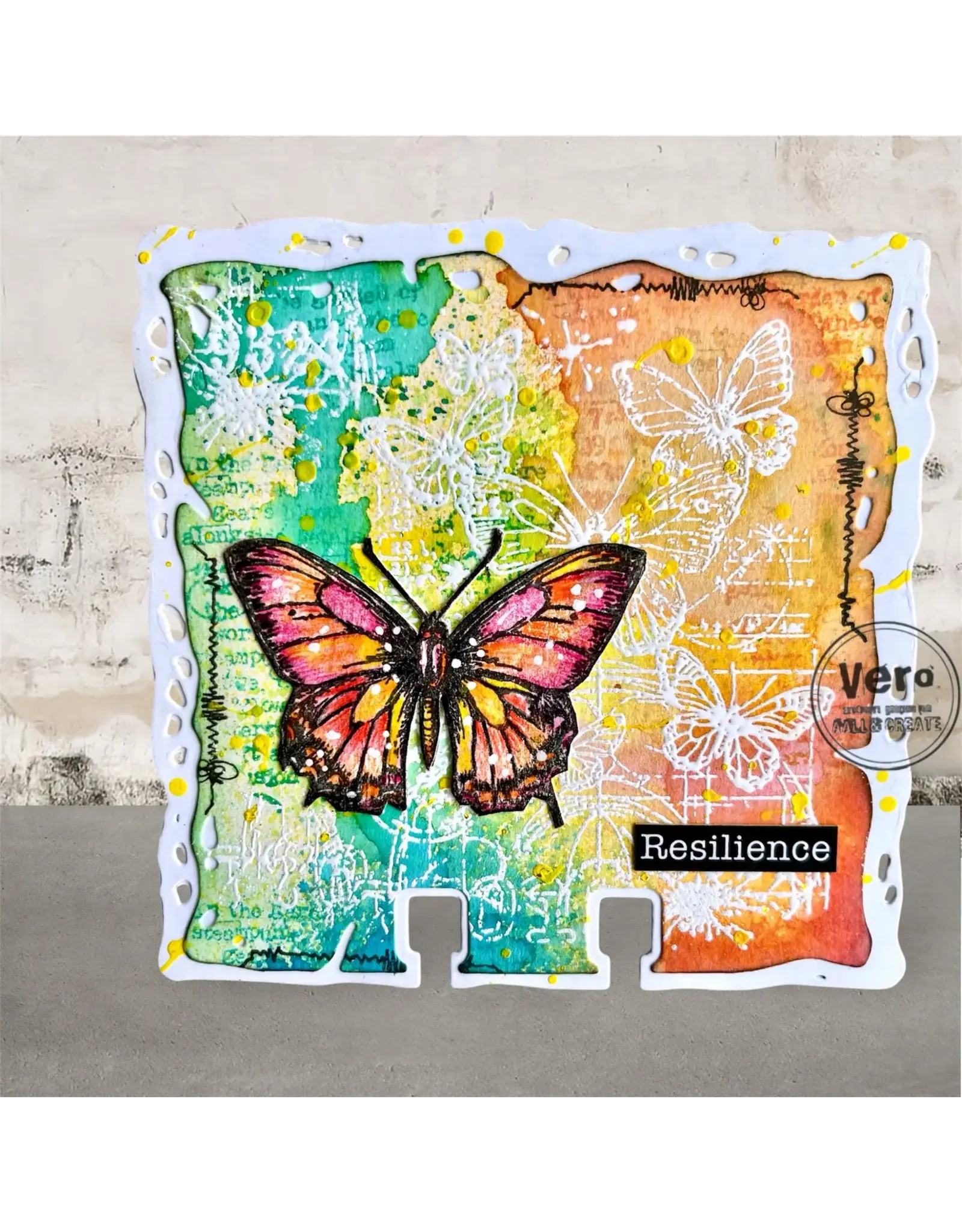 AALL & CREATE AALL & CREATE AUTOUR DE MWA  #1252 TANGERINE WINGS A6 CLEAR STAMP SET