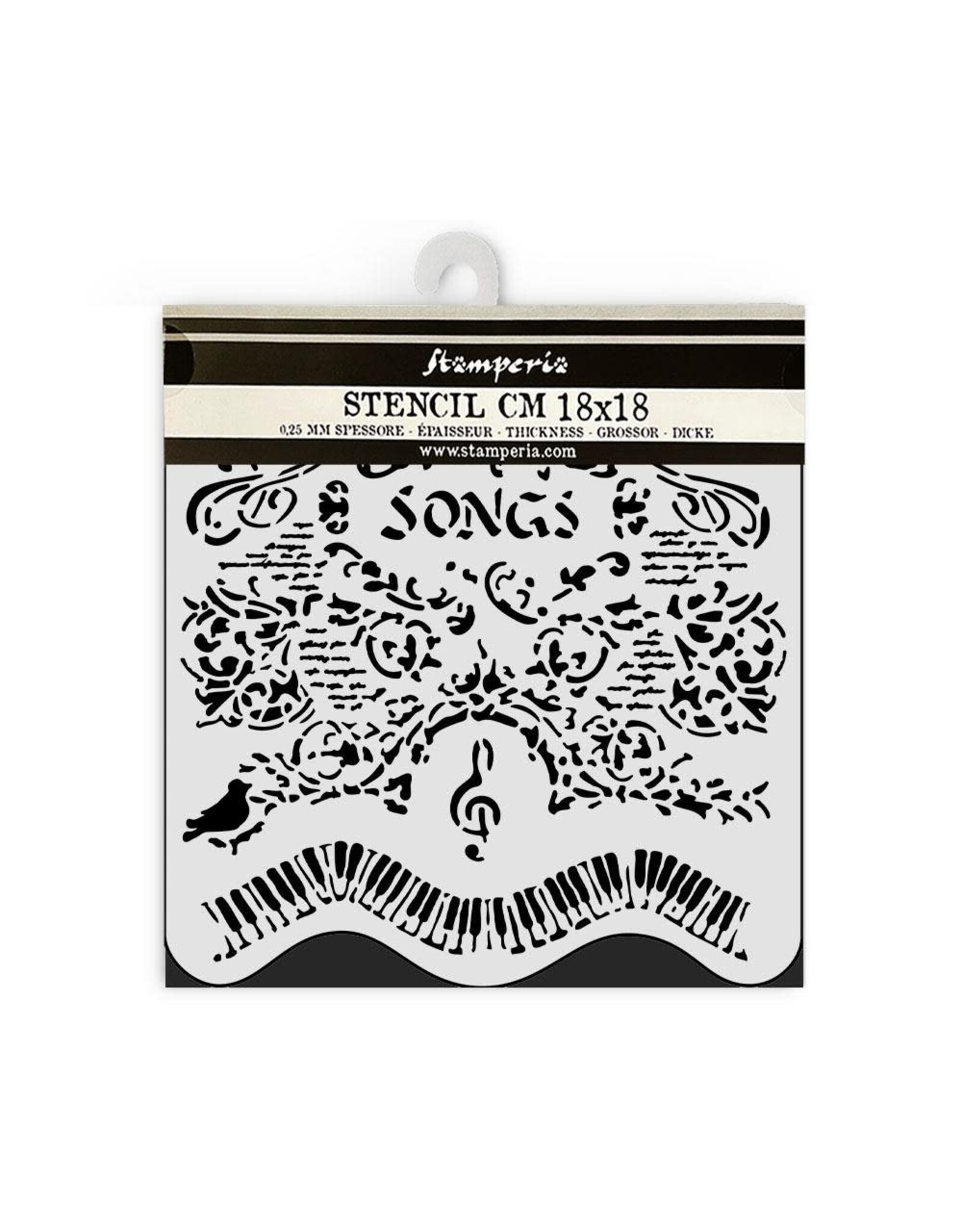 STAMPERIA STAMPERIA MUSIC SONGS AND PIANO 18x18cm STENCIL