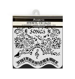 STAMPERIA STAMPERIA MUSIC SONGS AND PIANO 18x18cm STENCIL