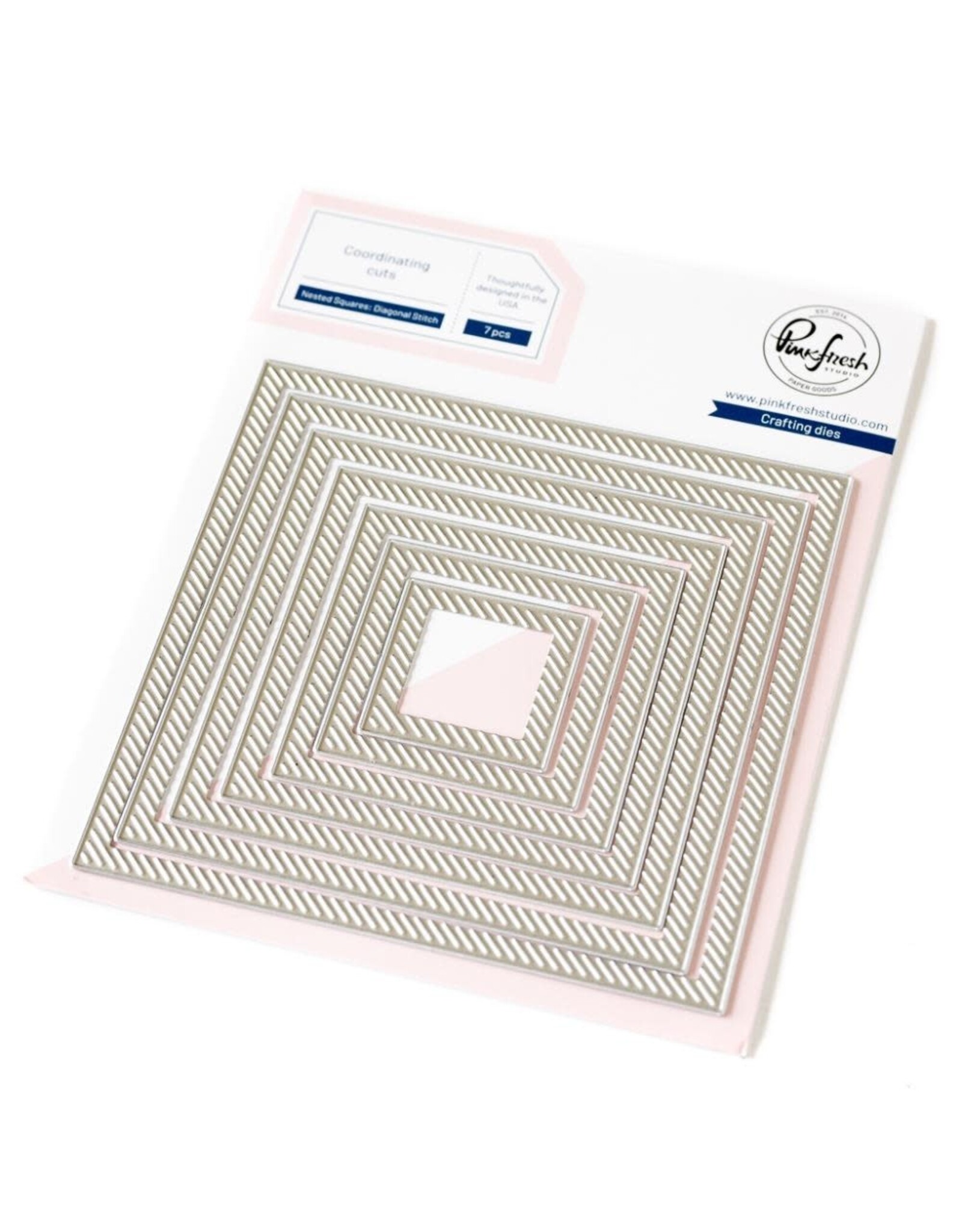 PINKFRESH STUDIO ESSENTIALS NESTED SQUARES DIAGONAL STITCHED DIE SET ...