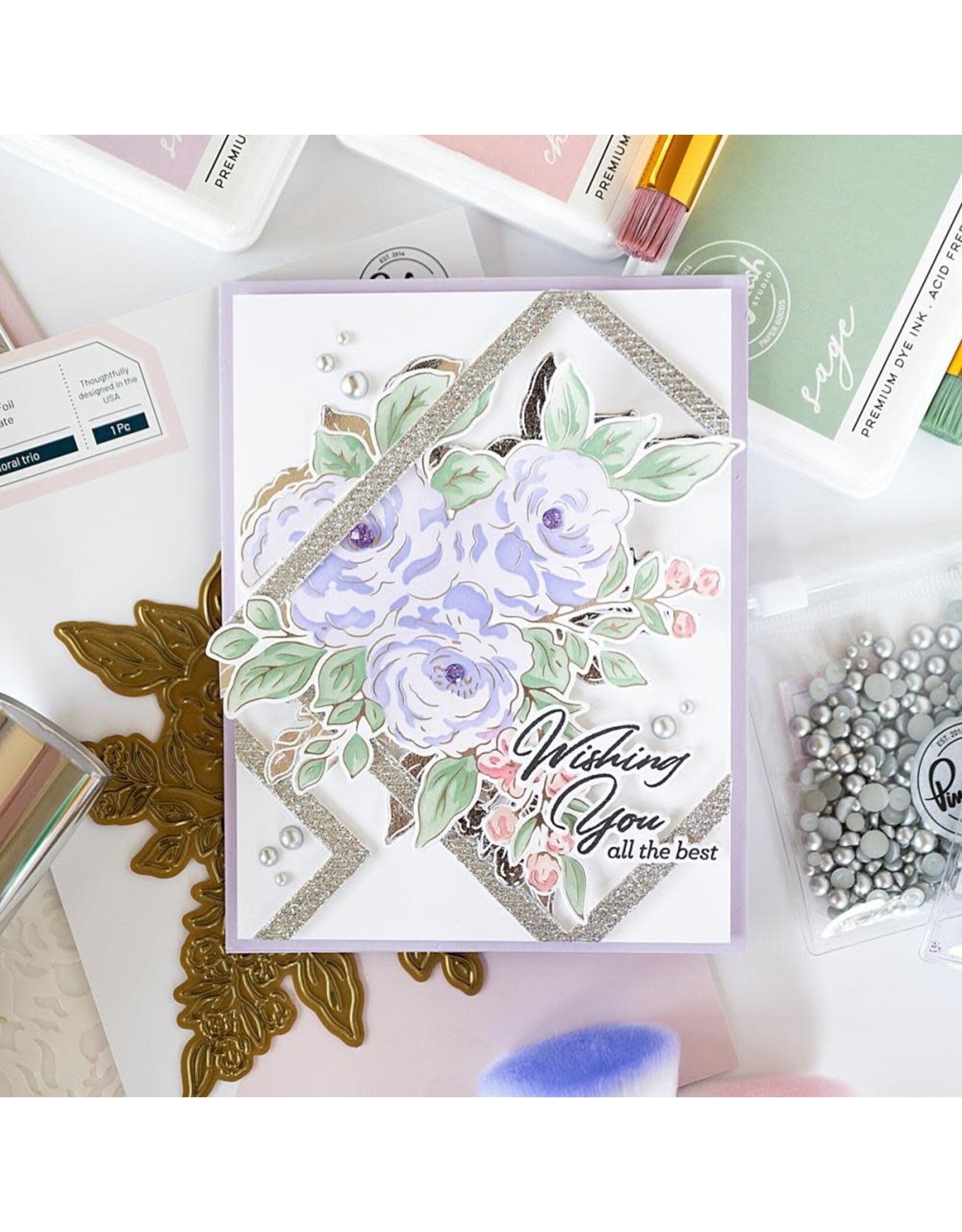 PINKFRESH STUDIO ESSENTIALS NESTED SQUARES DIAGONAL STITCHED DIE SET ...