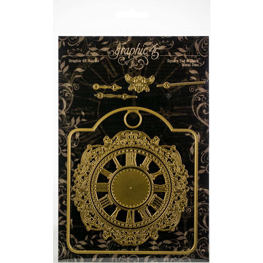 GRAPHIC 45 GRAPHIC 45 STAPLES SQUARE TAG AND CLOCK DIE SET