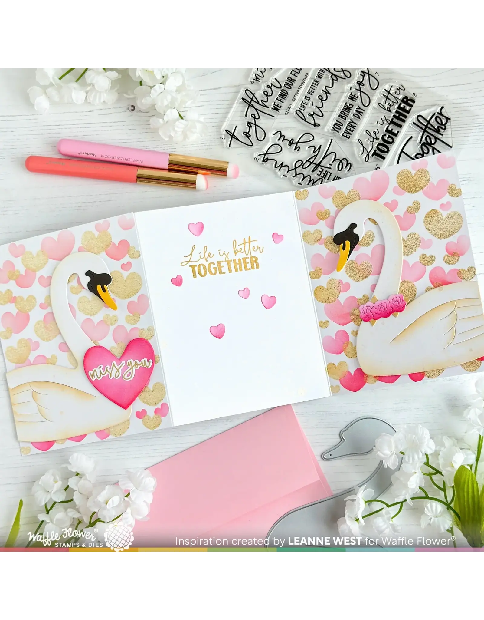 WAFFLE FLOWER WAFFLE FLOWER OVERLAPPING HEARTS STENCIL