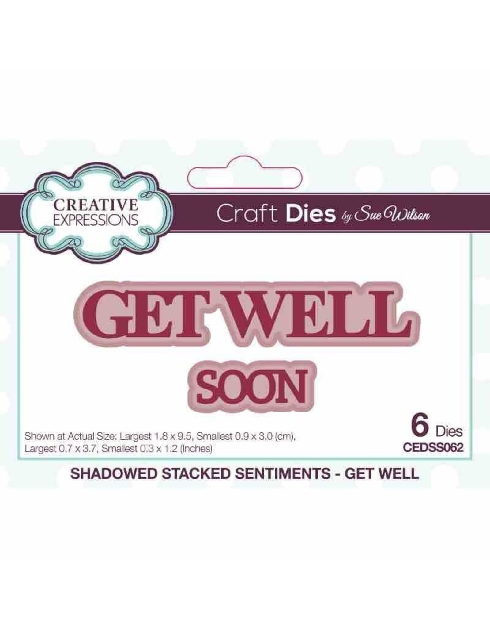 CREATIVE EXPRESSIONS CREATIVE EXPRESSIONS SUE WILSON SHADOWED STACKED SENTIMENTS - GET WELL DIE SET