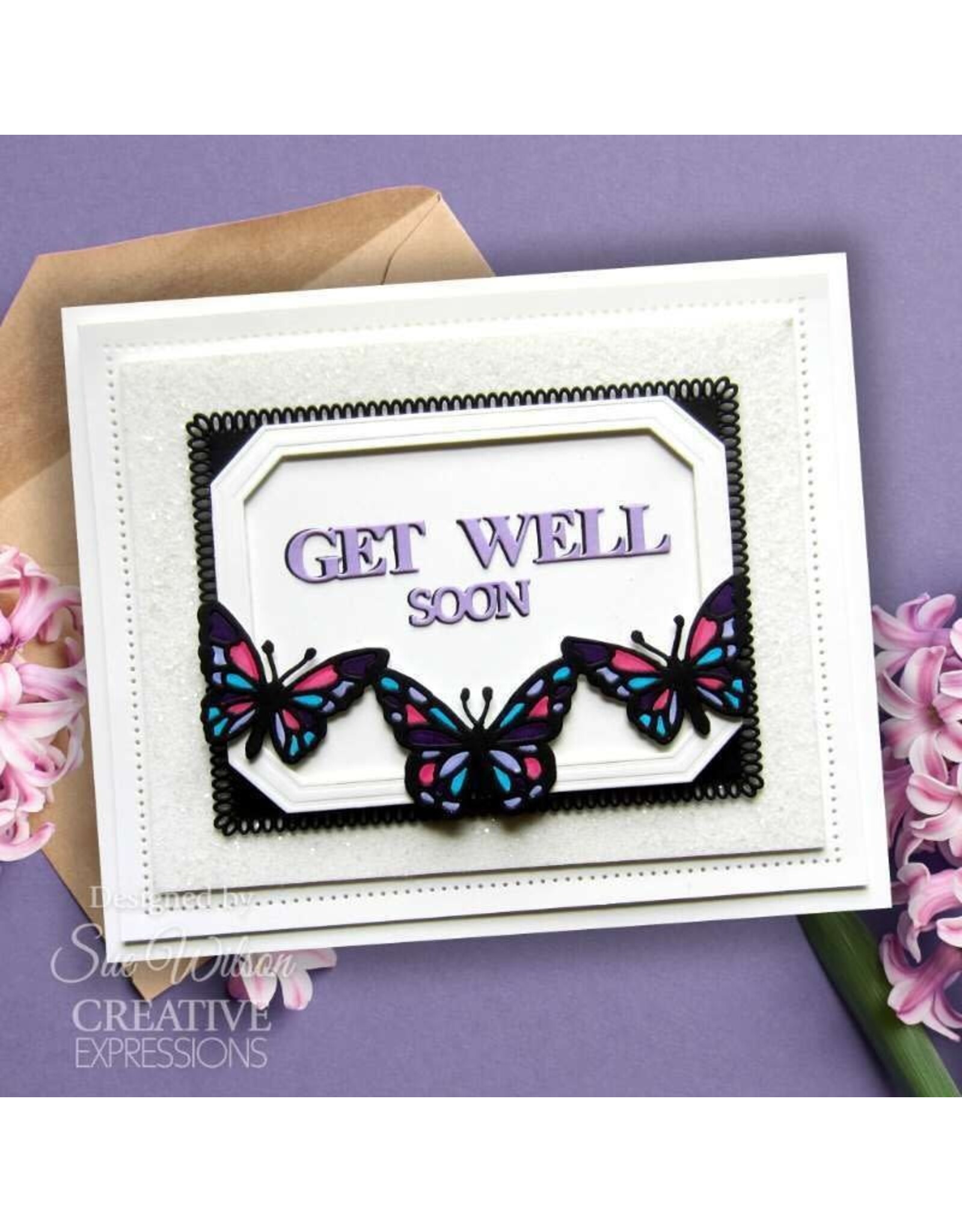 CREATIVE EXPRESSIONS CREATIVE EXPRESSIONS SUE WILSON SHADOWED STACKED SENTIMENTS - GET WELL DIE SET