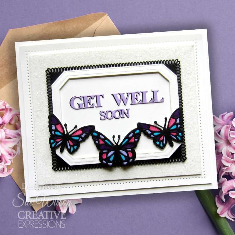 CREATIVE EXPRESSIONS CREATIVE EXPRESSIONS SUE WILSON SHADOWED STACKED SENTIMENTS - GET WELL DIE SET