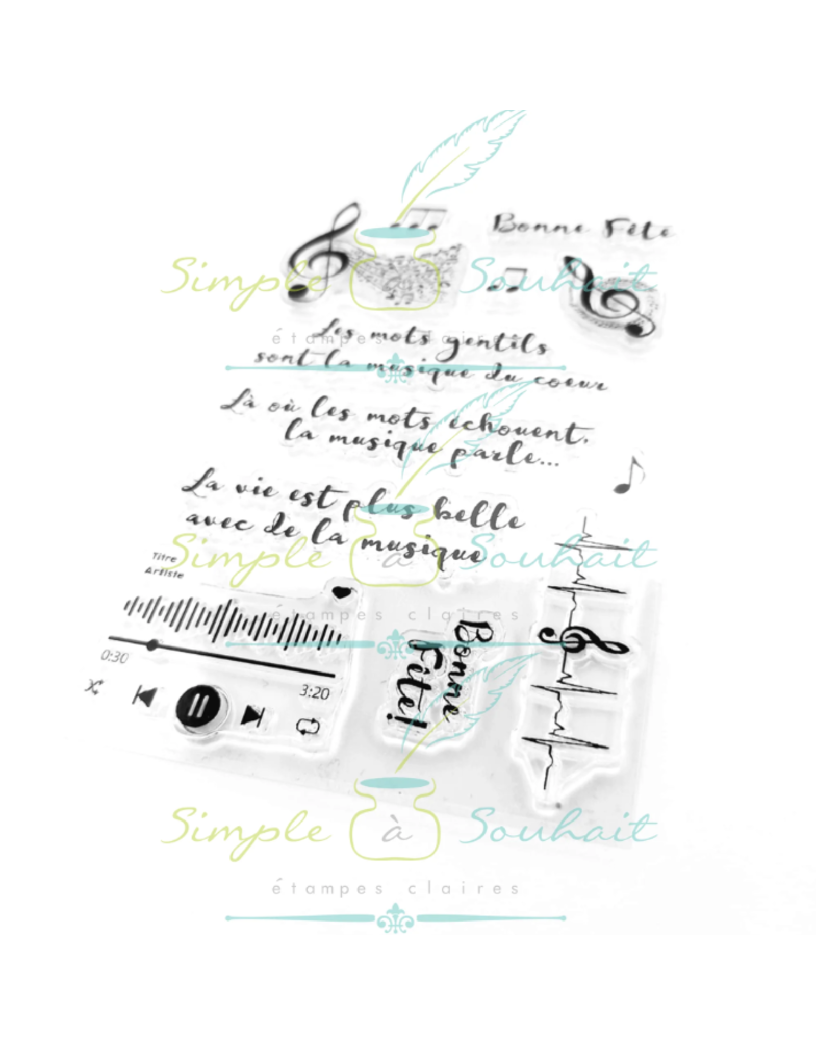 SIMPLE A SOUHAITS SIMPLE À SOUHAIT MUSIQUE CLEAR STAMP SET