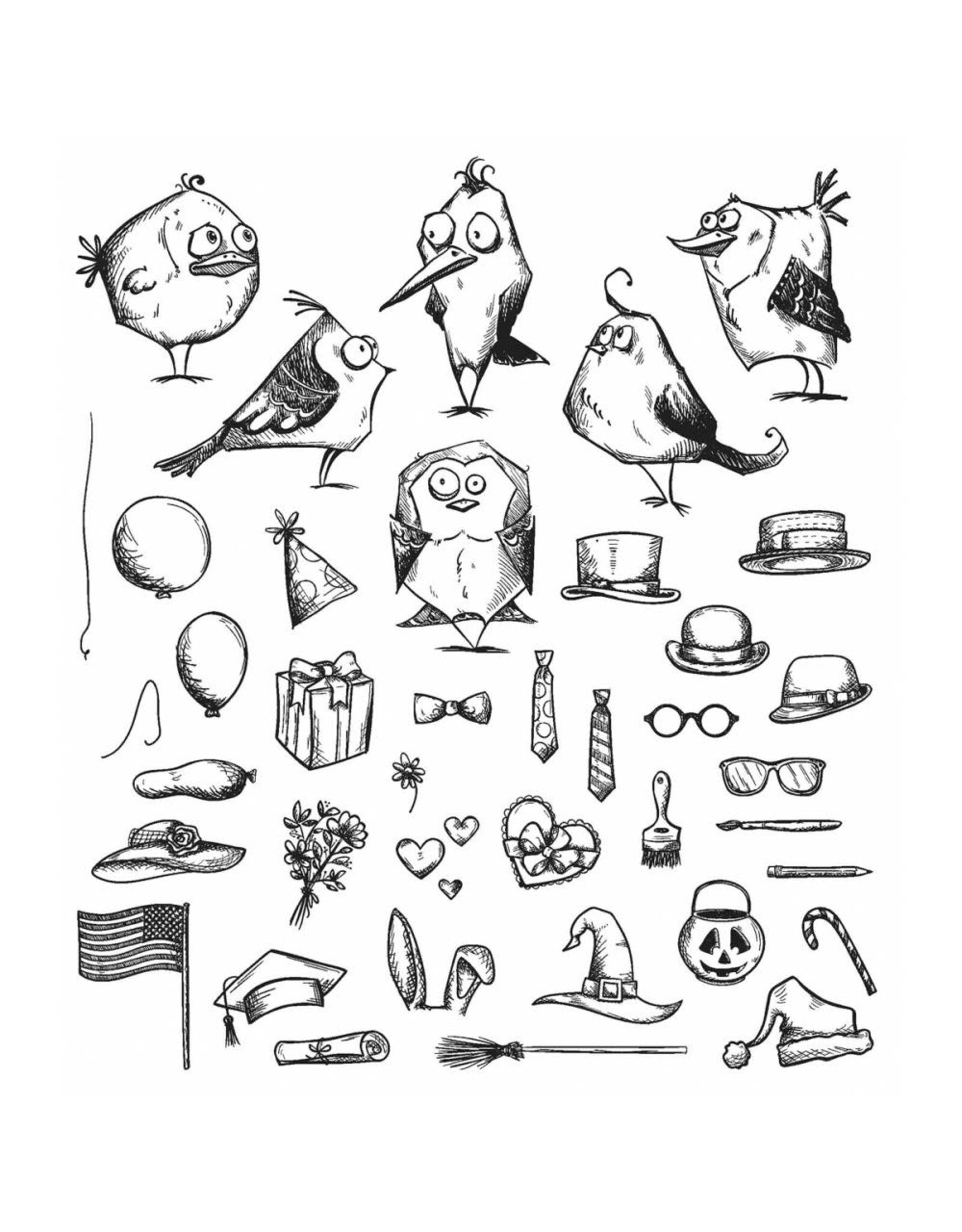 STAMPERS ANONYMOUS STAMPERS ANONYMOUS TIM HOLTZ CLING STAMP MINI BIRD CRAZY AND THINGS
