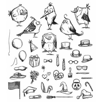 STAMPERS ANONYMOUS STAMPERS ANONYMOUS TIM HOLTZ CLING STAMP MINI BIRD CRAZY AND THINGS
