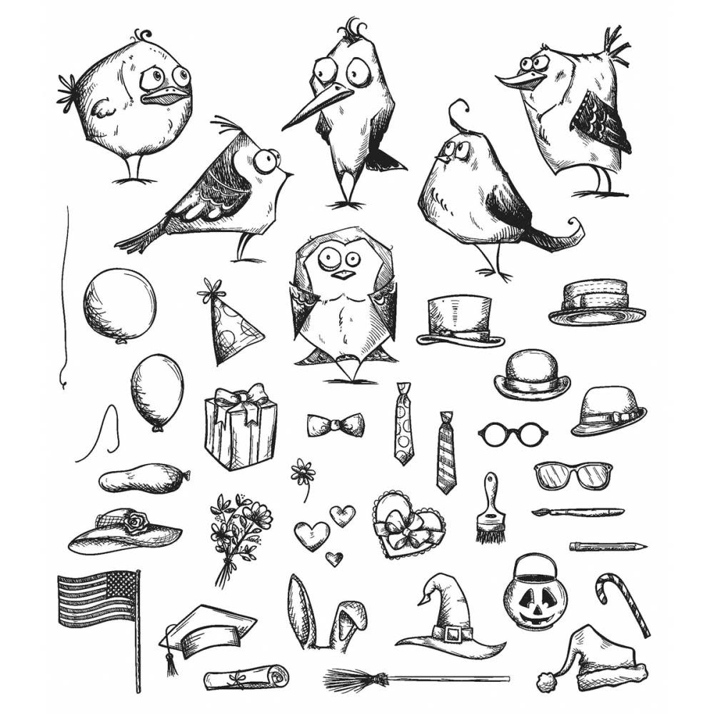 STAMPERS ANONYMOUS STAMPERS ANONYMOUS TIM HOLTZ CLING STAMP MINI BIRD CRAZY AND THINGS