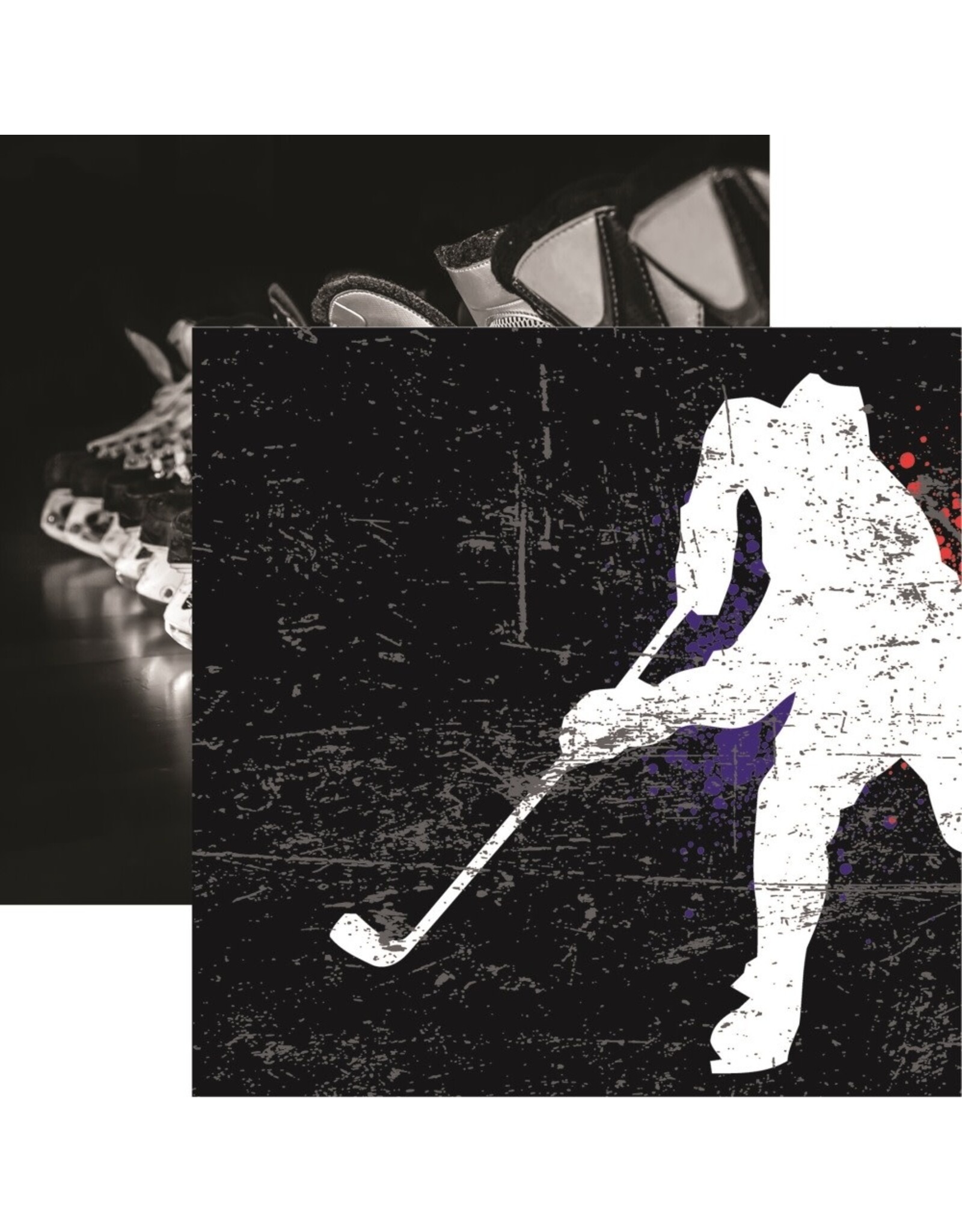 REMINISCE REMINISCE LET'S PLAY HOCKEY ATTACK! 12x12 CARDSTOCK