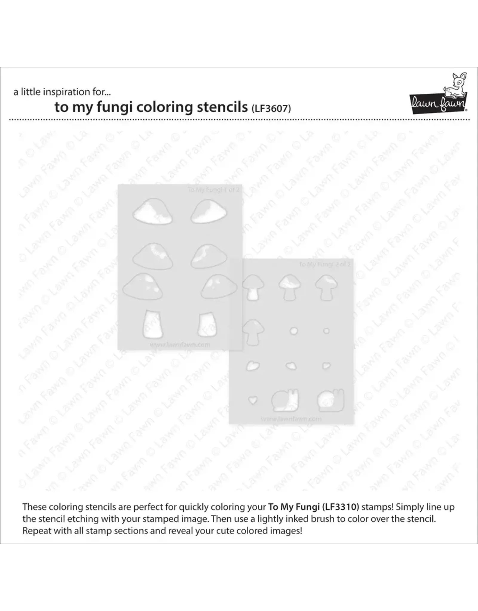 LAWN FAWN LAWN FAWN TO MY FUNGI COLORING STENCIL 2/PK