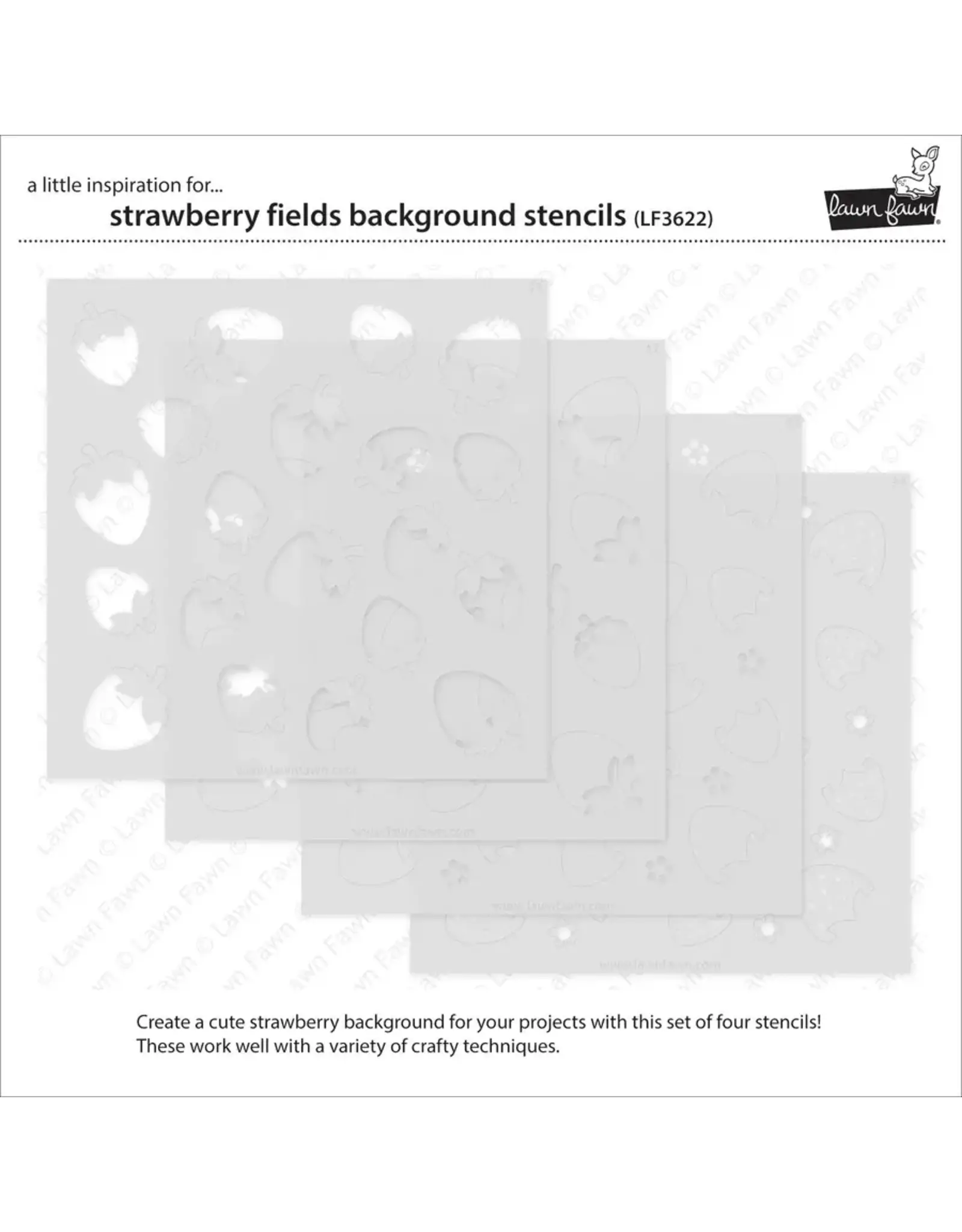 LAWN FAWN LAWN FAWN STRAWBERRY FIELDS BACKGROUND 6x6  STENCIL SET 4/PK