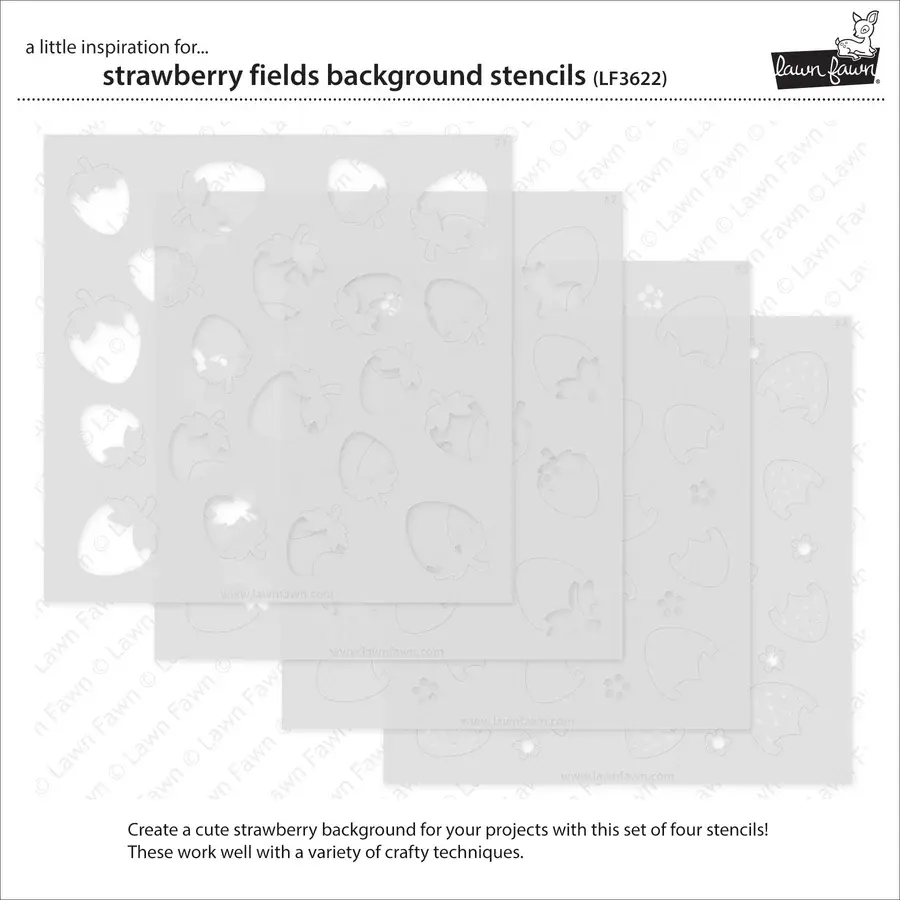 LAWN FAWN LAWN FAWN STRAWBERRY FIELDS BACKGROUND 6x6  STENCIL SET 4/PK