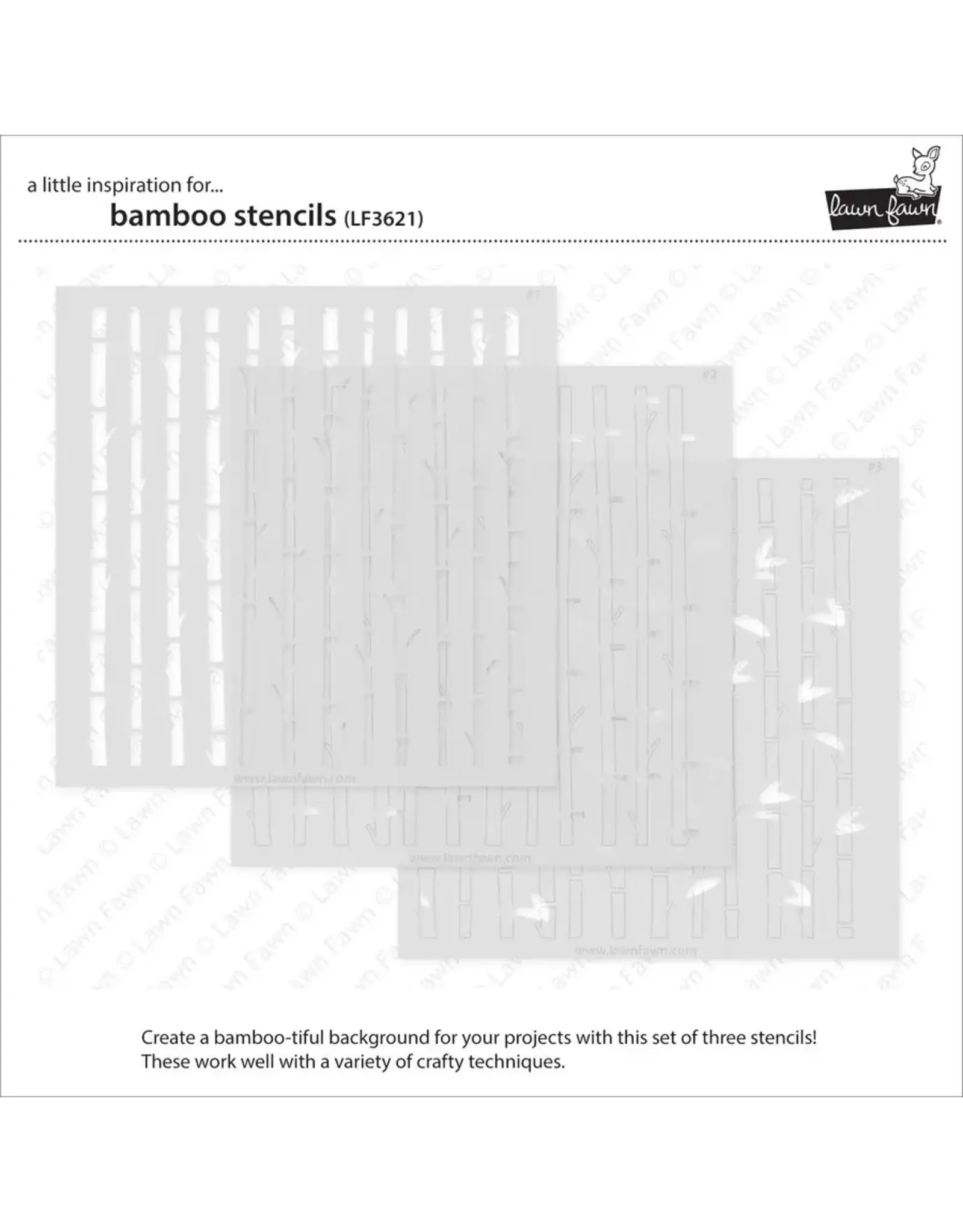 LAWN FAWN LAWN FAWN BAMBOO 6x6  STENCIL SET 3/PK