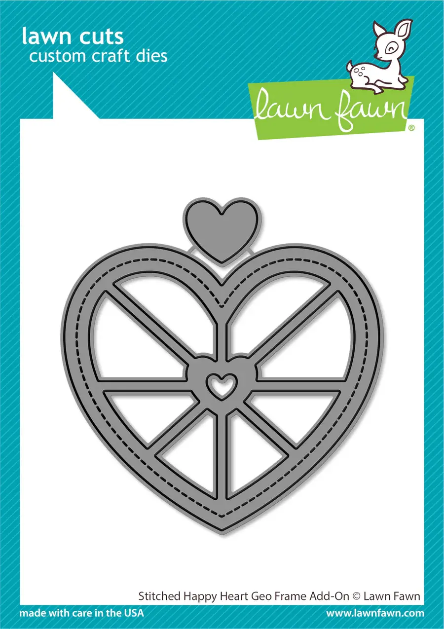 LAWN FAWN LAWN FAWN STITCHED HAPPY HEART GEO FRAME ADD-ON DIE SET