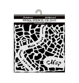 STAMPERIA STAMPERIA ART OF TRAVELLING STREET MAP 12x12cm STENCIL