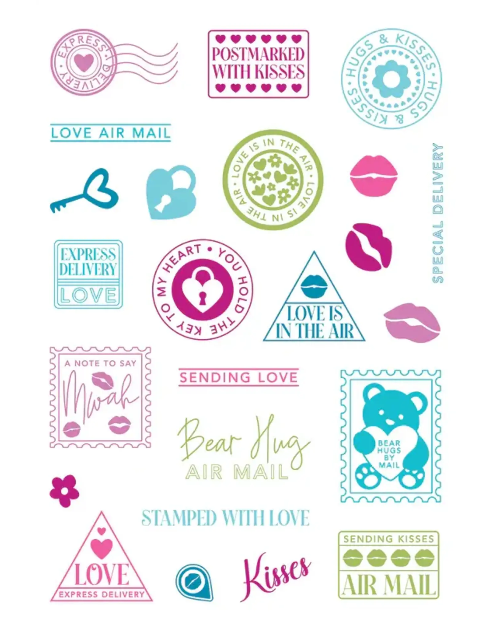 LDRS CREATIVE LDRS CREATIVE HUGS & KISSES POSTAGE COLLEGE 4x6 CLEAR STAMP SET