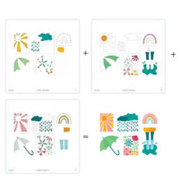 LDRS CREATIVE LDRS CREATIVE HERE COMES THE SUN POSTAGE COLLAGE LAYERING STENCIL SET 3/PK