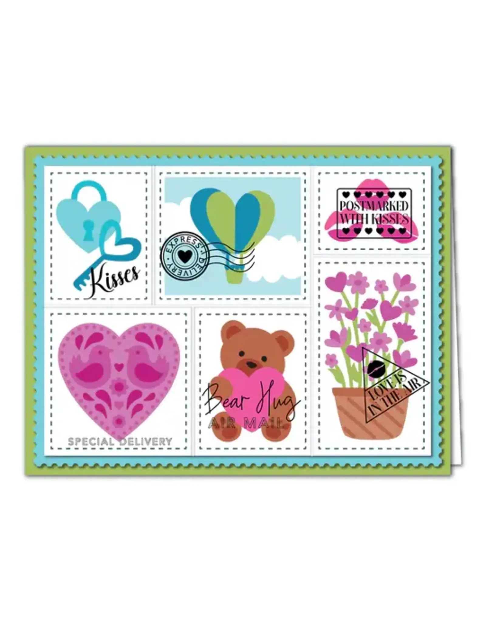 LDRS CREATIVE LDRS CREATIVE HUGS & KISSES POSTAGE COLLAGE LAYERING STENCIL SET 3/PK