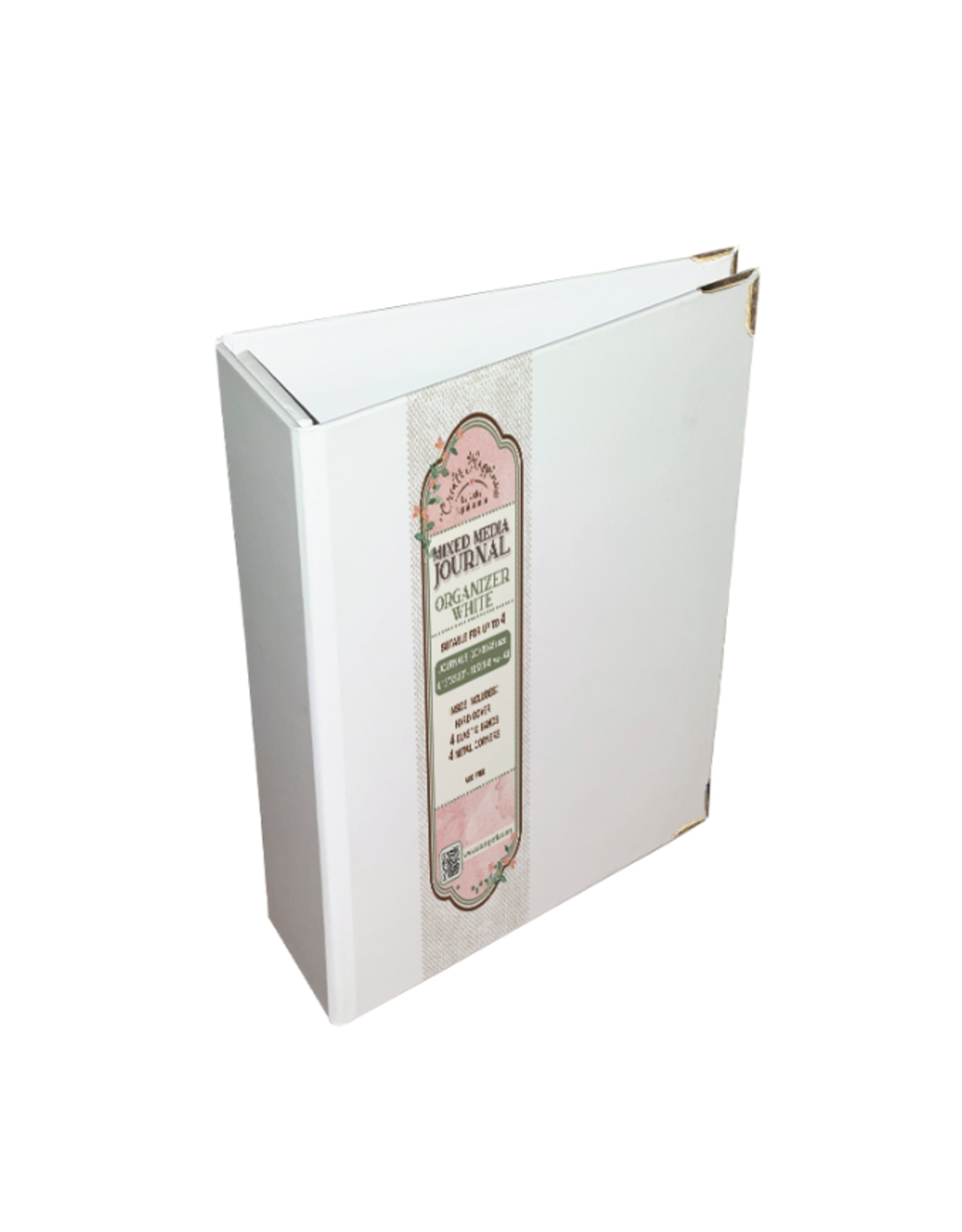 STAMPERIA STAMPERIA VICKY PAPAIOANNOU CREATE HAPPINESS WHITE A6 MIXED MEDIA JOURNAL ORGANIZER WITH METAL CORNERS