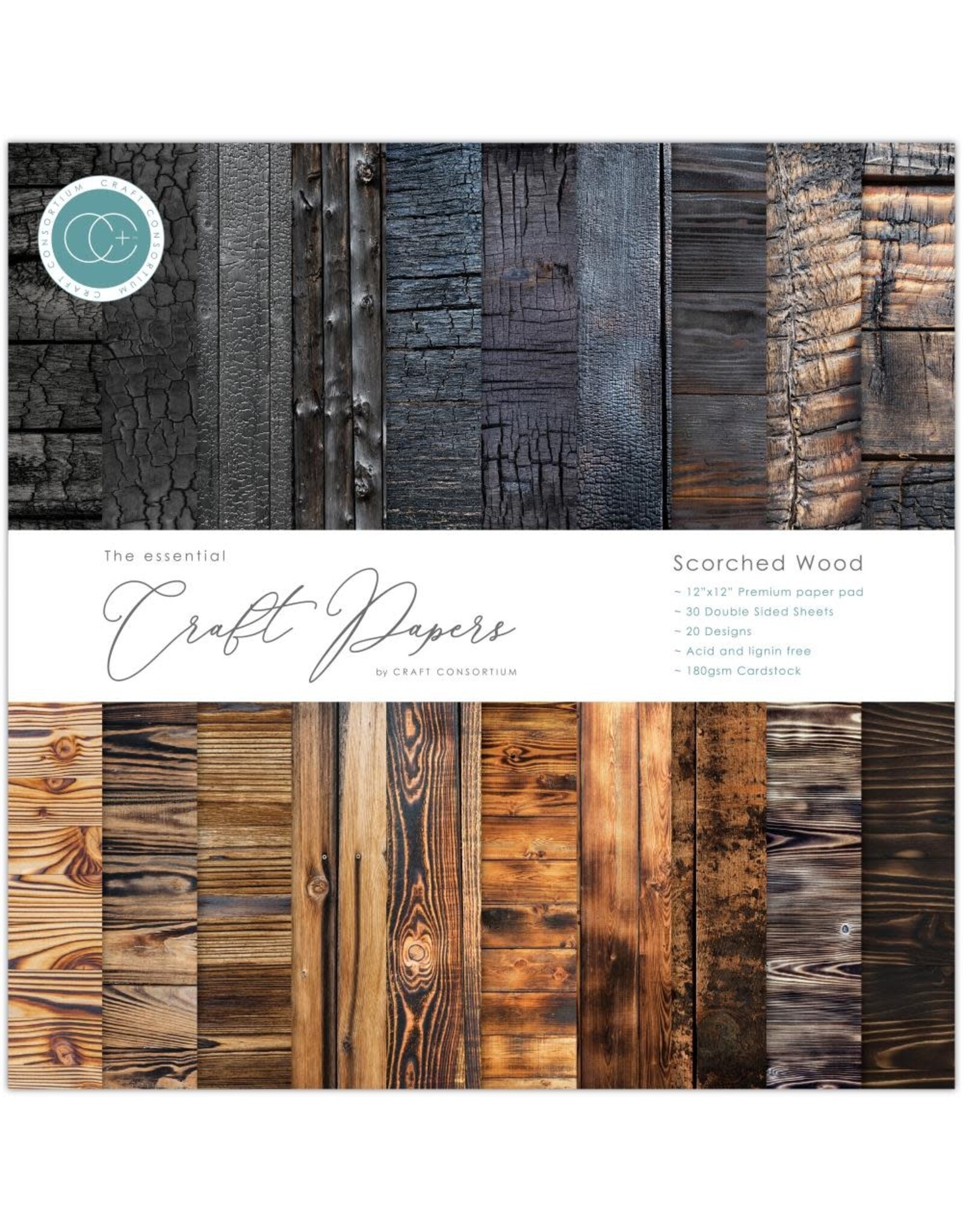 CRAFT CONSORTIUM CRAFT CONSORTIUM SCORCHED WOOD PAPER PAD 12x12 30 SHEETS