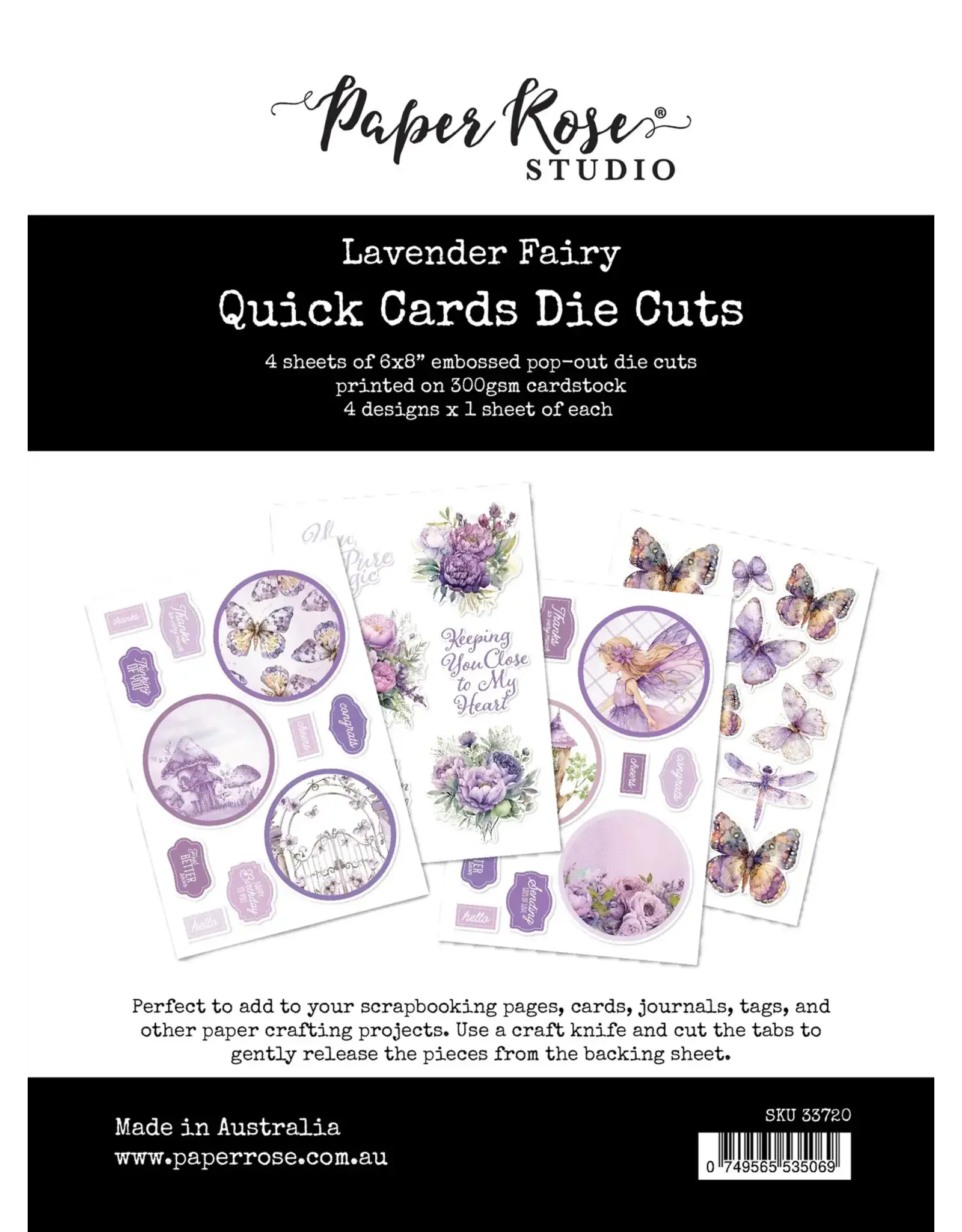PAPER ROSE PAPER ROSE STUDIO LAVENDER FAIRY QUICK CARDS 6x8 DIE CUTS