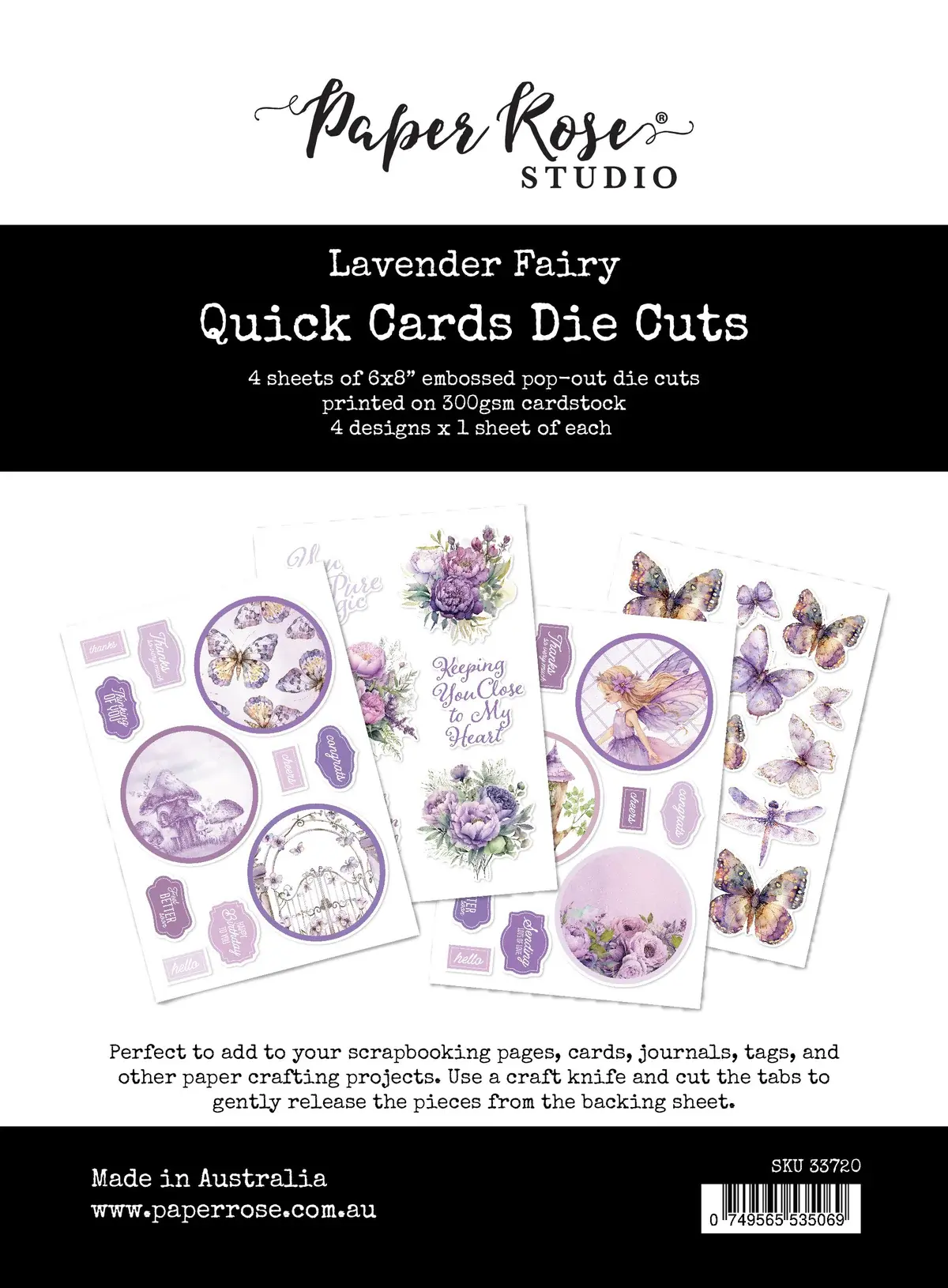 PAPER ROSE PAPER ROSE STUDIO LAVENDER FAIRY QUICK CARDS 6x8 DIE CUTS