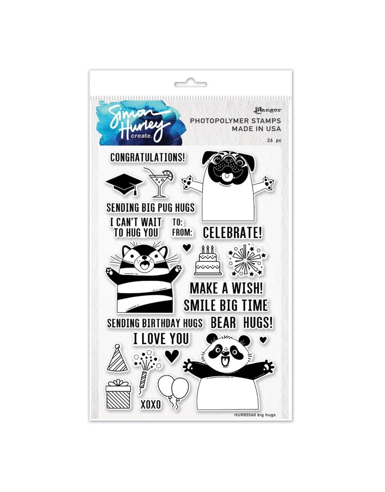 RANGER RANGER SIMON HURLEY CREATE BIG HUGS 6x9 CLEAR STAMP SET