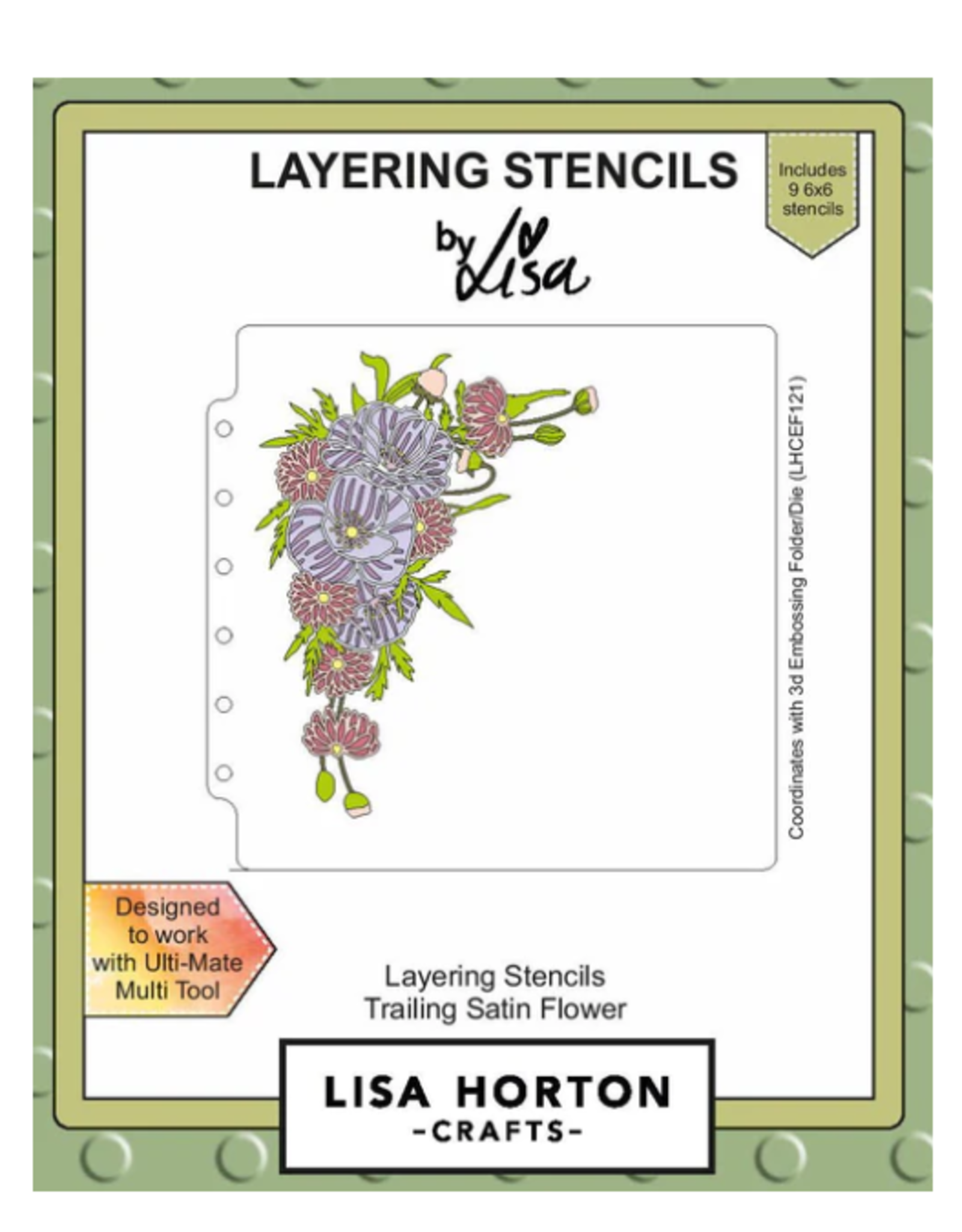 LISA HORTON CRAFTS LISA HORTON CRAFTS TRAILING SATIN FLOWER LAYERING STENCIL SET 9/PK