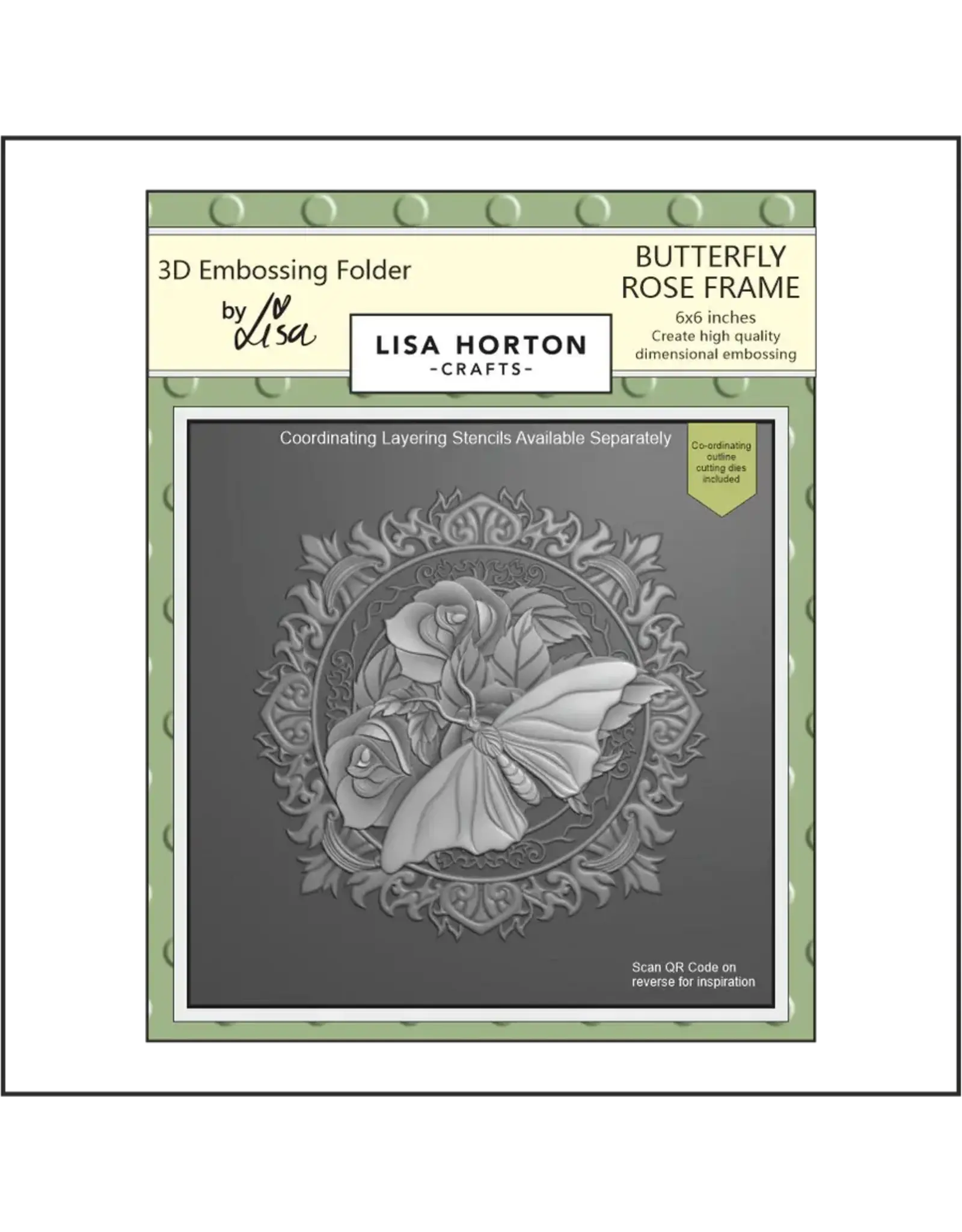 LISA HORTON CRAFTS LISA HORTON CRAFTS BUTTERFLY ROSE FRAME 6x6 3D EMBOSSING FOLDER & DIE