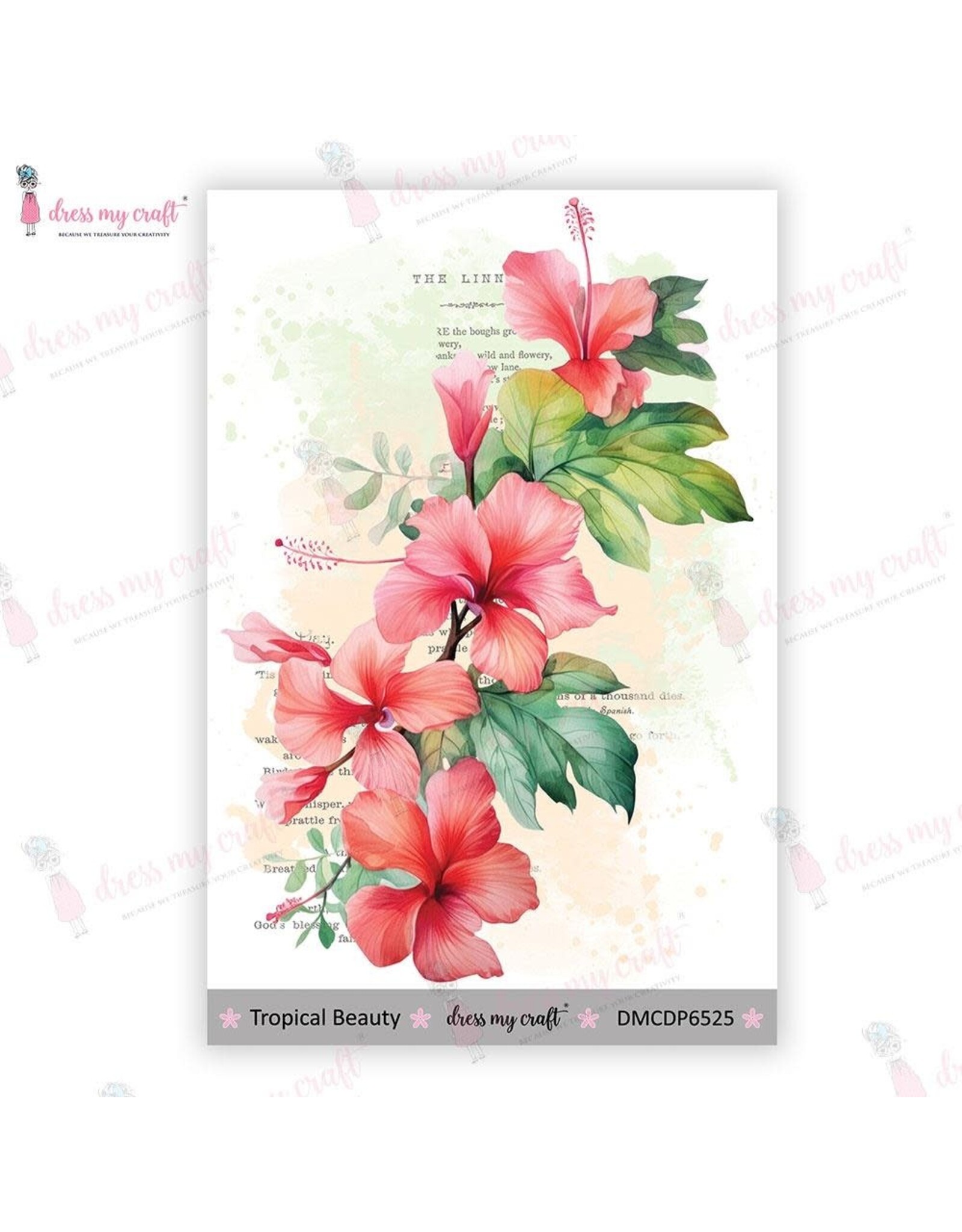 DRESS MY CRAFT DRESS MY CRAFT TROPICAL BEAUTY 4x6 MINI TRANSFER ME SHEET