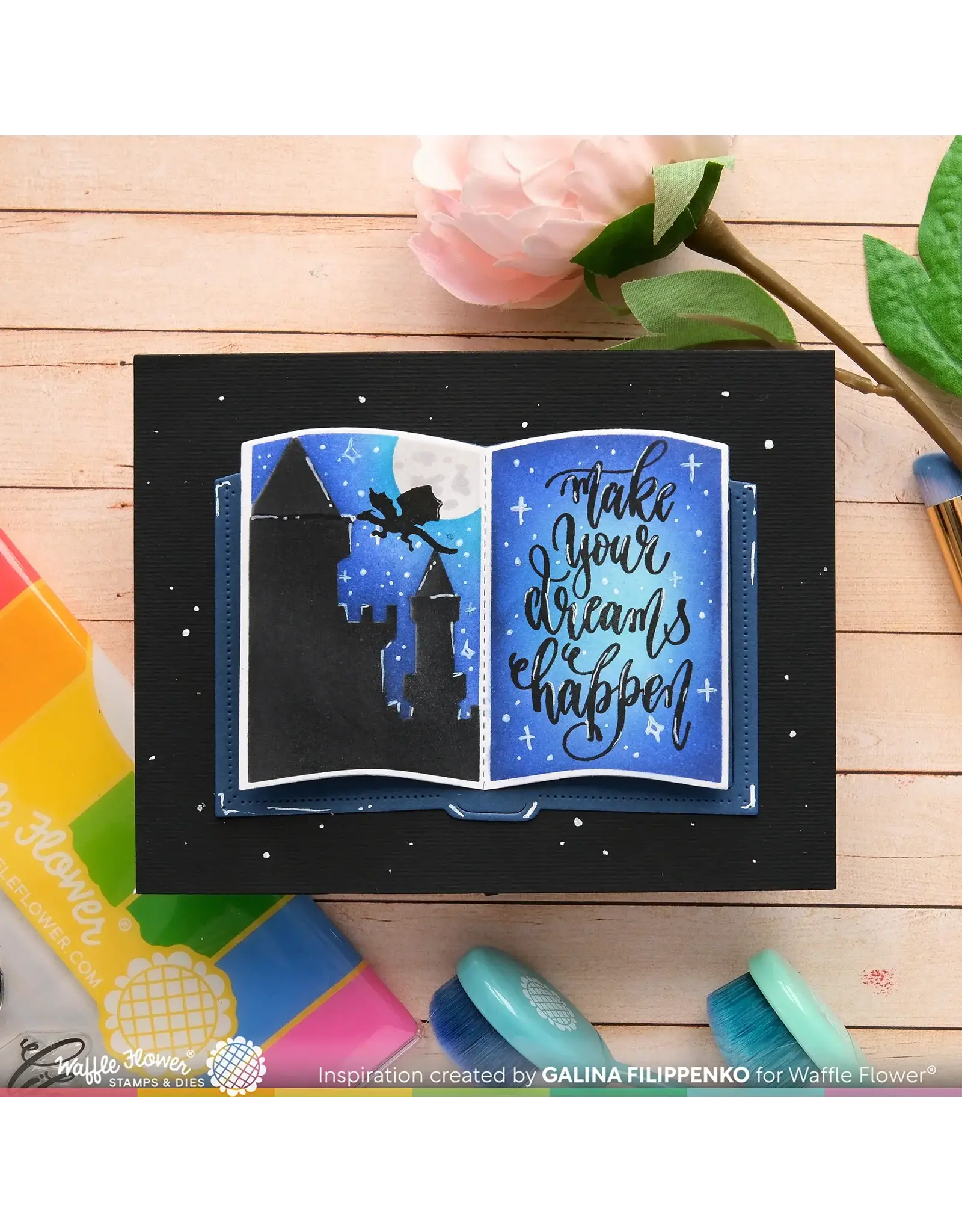 WAFFLE FLOWER WAFFLE FLOWER OPEN BOOK DRAGON CASTLE STENCIL SET
