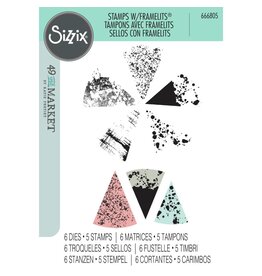SIZZIX SIZZIX 49 AND MARKET BUILD-A-BURST PAINTERLY FRAMELITS DIE AND CLEAR STAMP SET