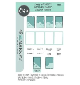 SIZZIX SIZZIX 49 AND MARKET PAINTED PALETTES FRAMELITS DIE AND CLEAR STAMP SET