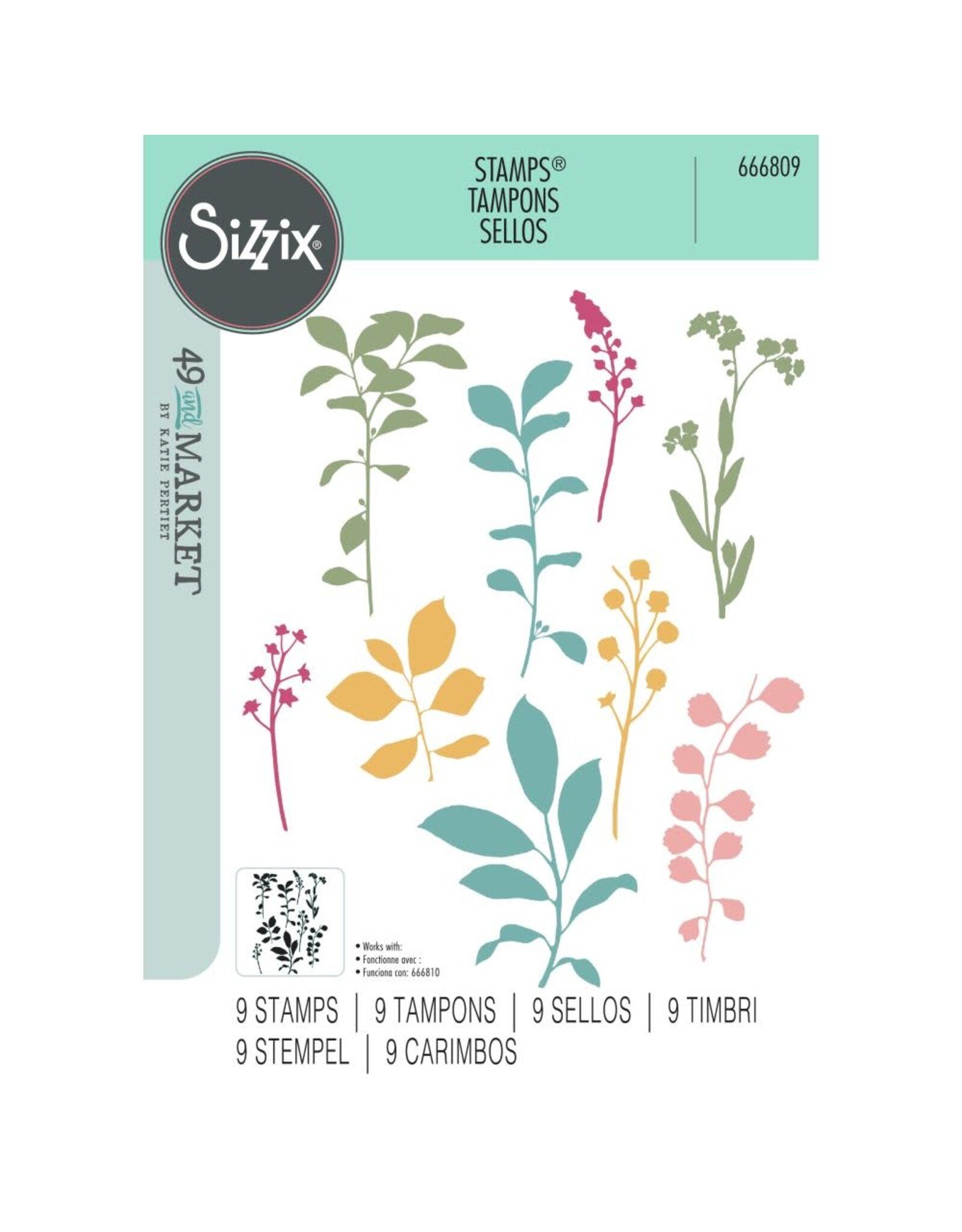 SIZZIX SIZZIX 49 AND MARKET FINE STEMS 01 CLEAR STAMP SET