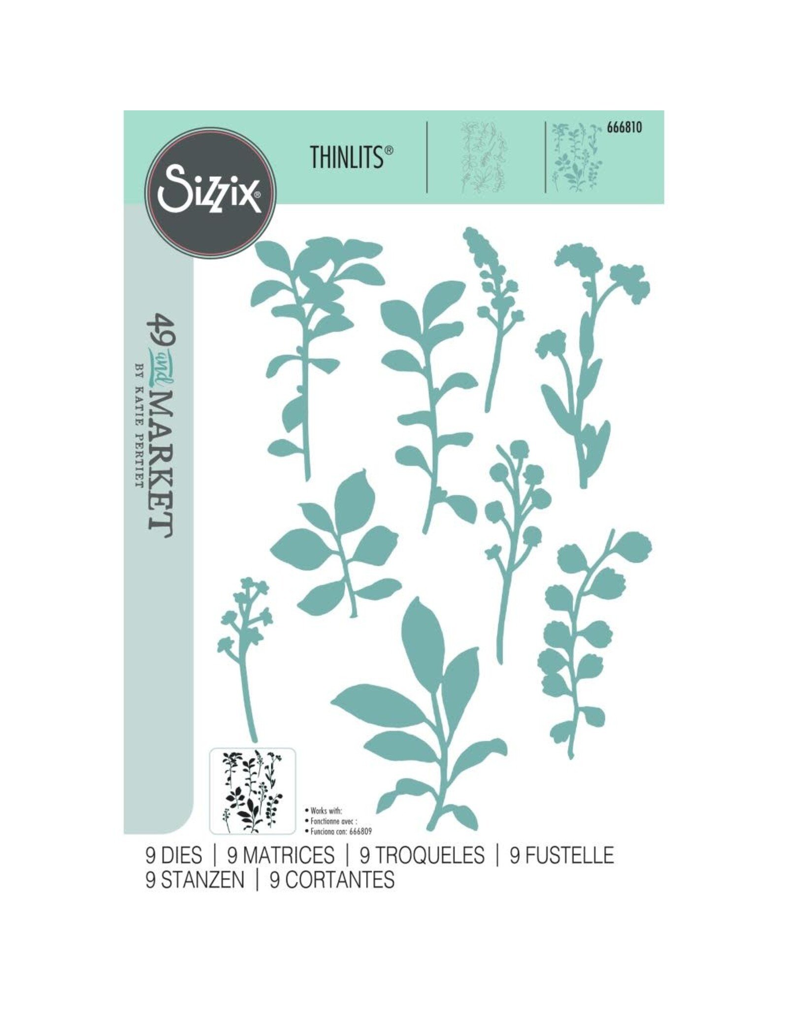 SIZZIX SIZZIX 49 AND MARKET FINE STEMS 02 FRAMELITS DIE SET