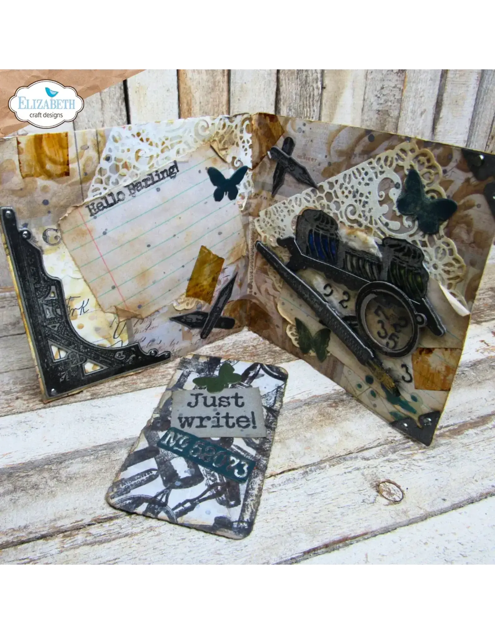 ELIZABETH CRAFT DESIGNS ELIZABETH CRAFT DESIGNS ART JOURNAL SPECIALS BY DEVID JUST WRITE CLEAR STAMP SET & DIE SET