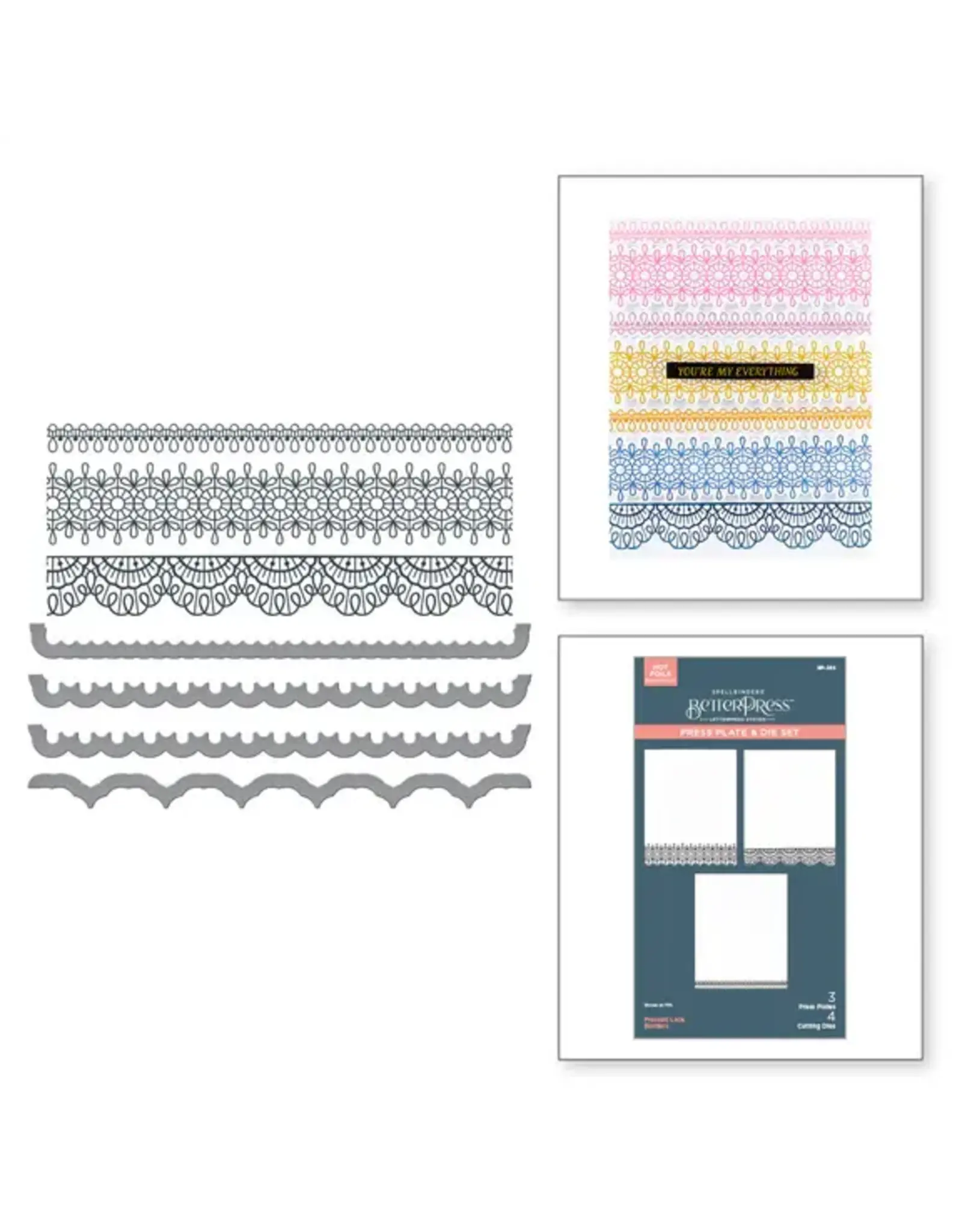 SPELLBINDERS SPELLBINDERS BETTERPRESS VIVID EXPRESSIONS COLLECTION PRESSED LACE BORDERS PRESS PLATES & DIE SET
