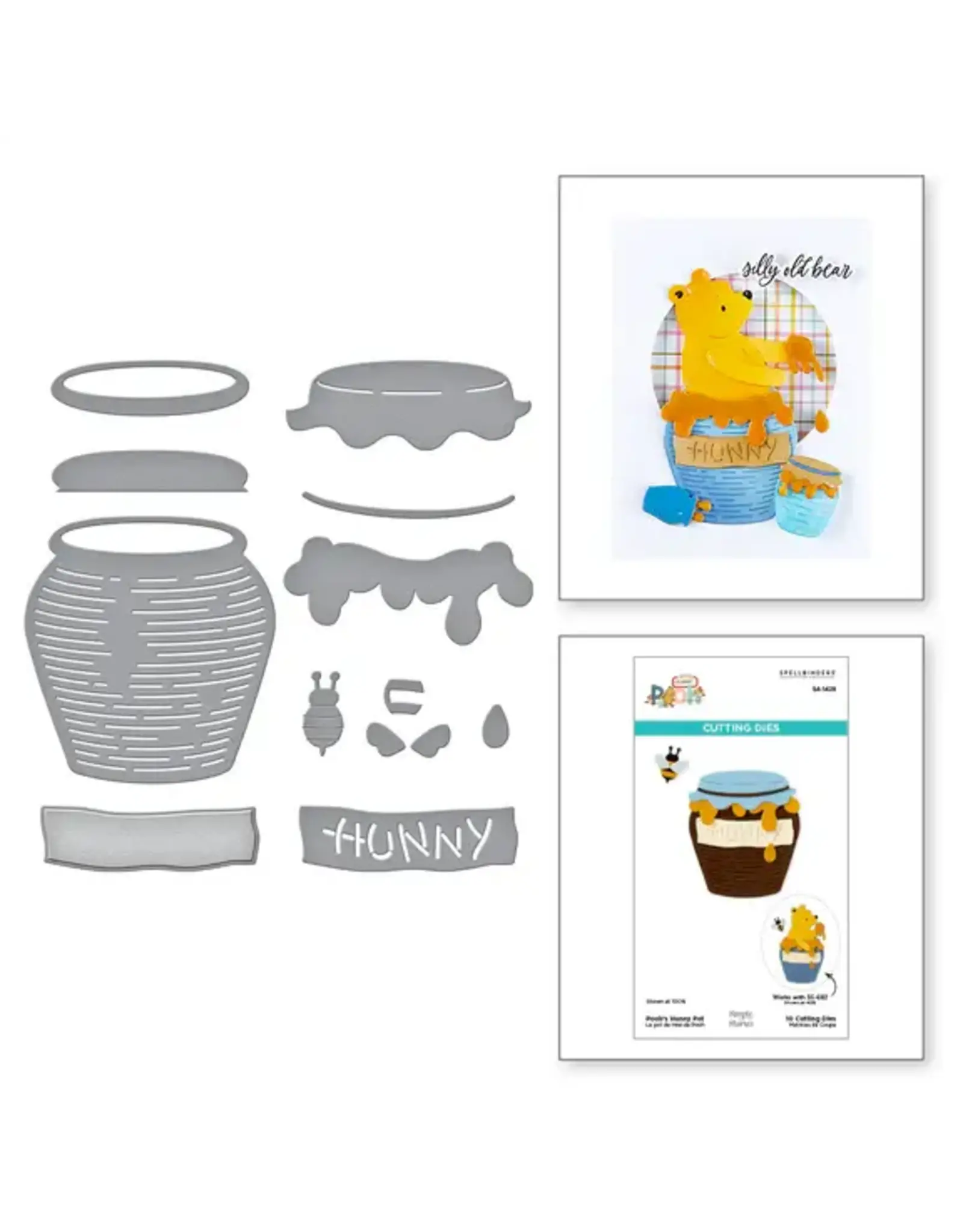 SPELLBINDERS SPELLBINDERS SIMPLE STORIES SAY CHEESE CLASSIC POOH COLLECTION POOH'S HUNNY POT ETCHED DIE SET