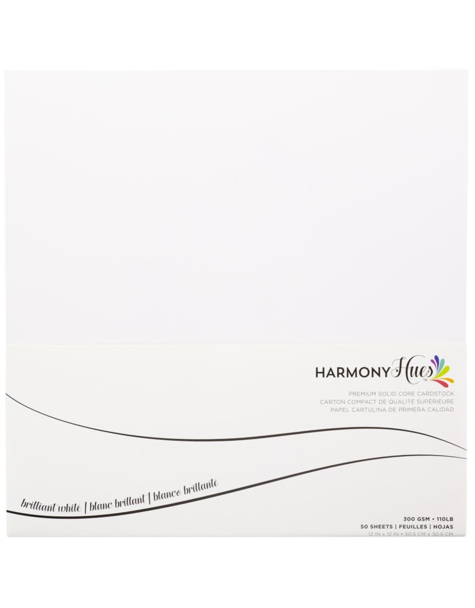 HARMONY PAPER HARMONY HUES BRILLIANT WHITE 12x12 CARDSTOCK PACK 50 SHEETS